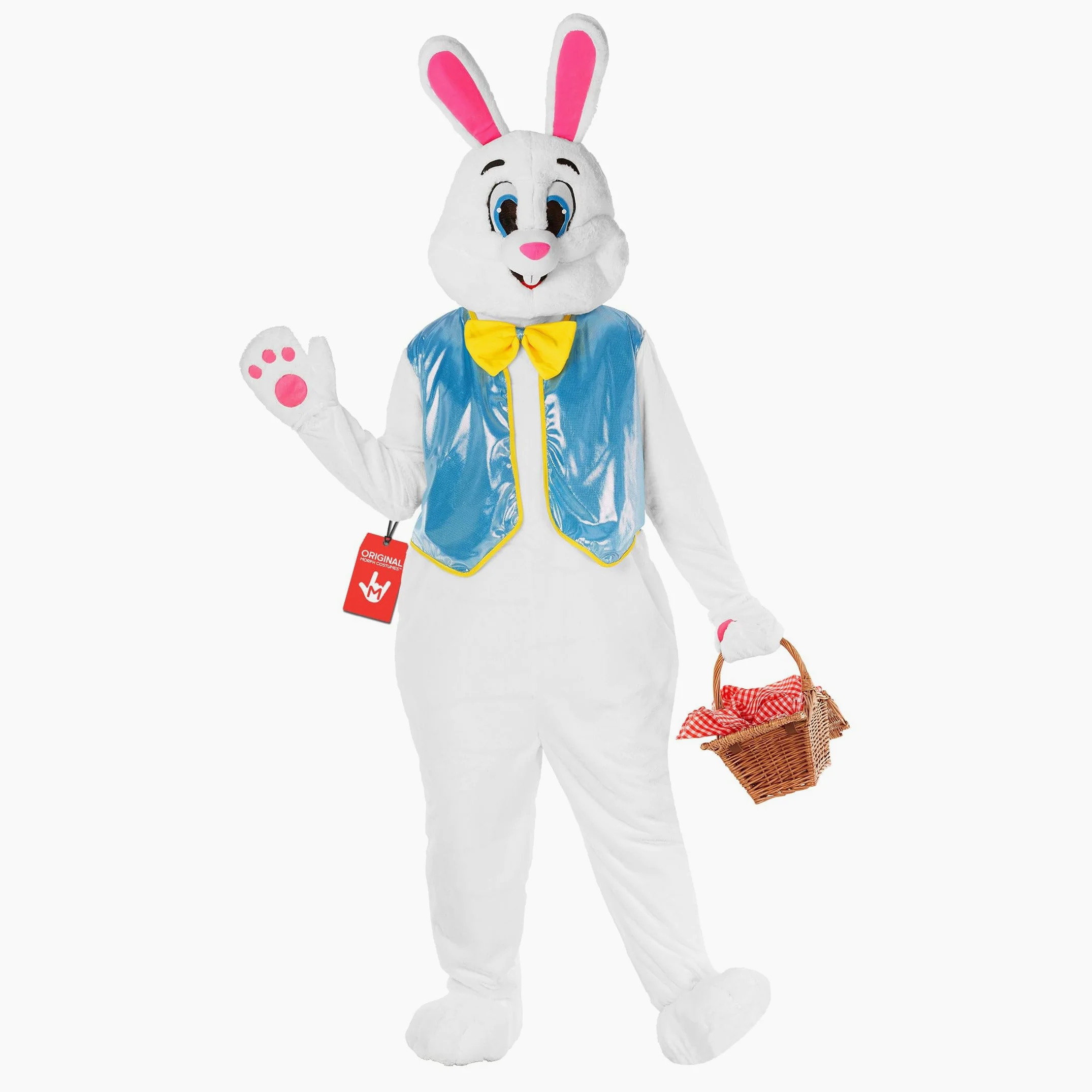 Morph Disfraz Conejo de Pascua Adulto, Disfraz Halloween Adulto | Mono con Chaleco, Cabeza Desmontable, Manoplas & Pies, Estilo Blanco, Perfecto para Halloween, Siempre un Éxito