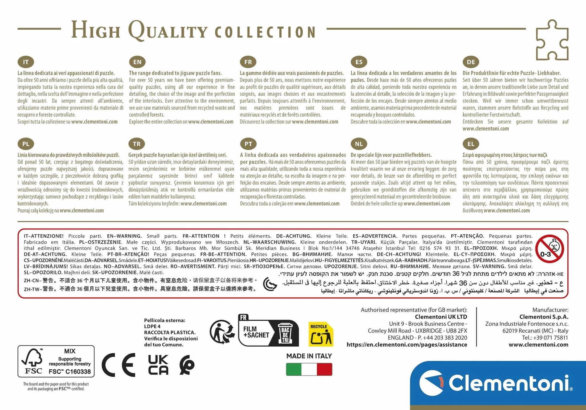 Clementoni - Puzzle Adulto 500 Piezas Collection Along The Seine Compact Box, 35598