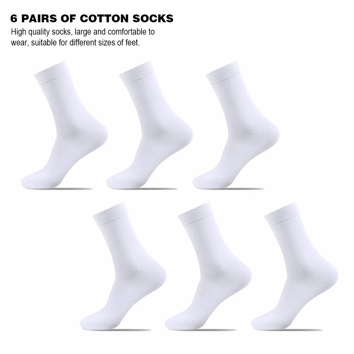 Calcetines de Deporte Running 6 Pares Térmicos Algodón Transpirable para Hombre y Mujer 35-38 Negro Blanco