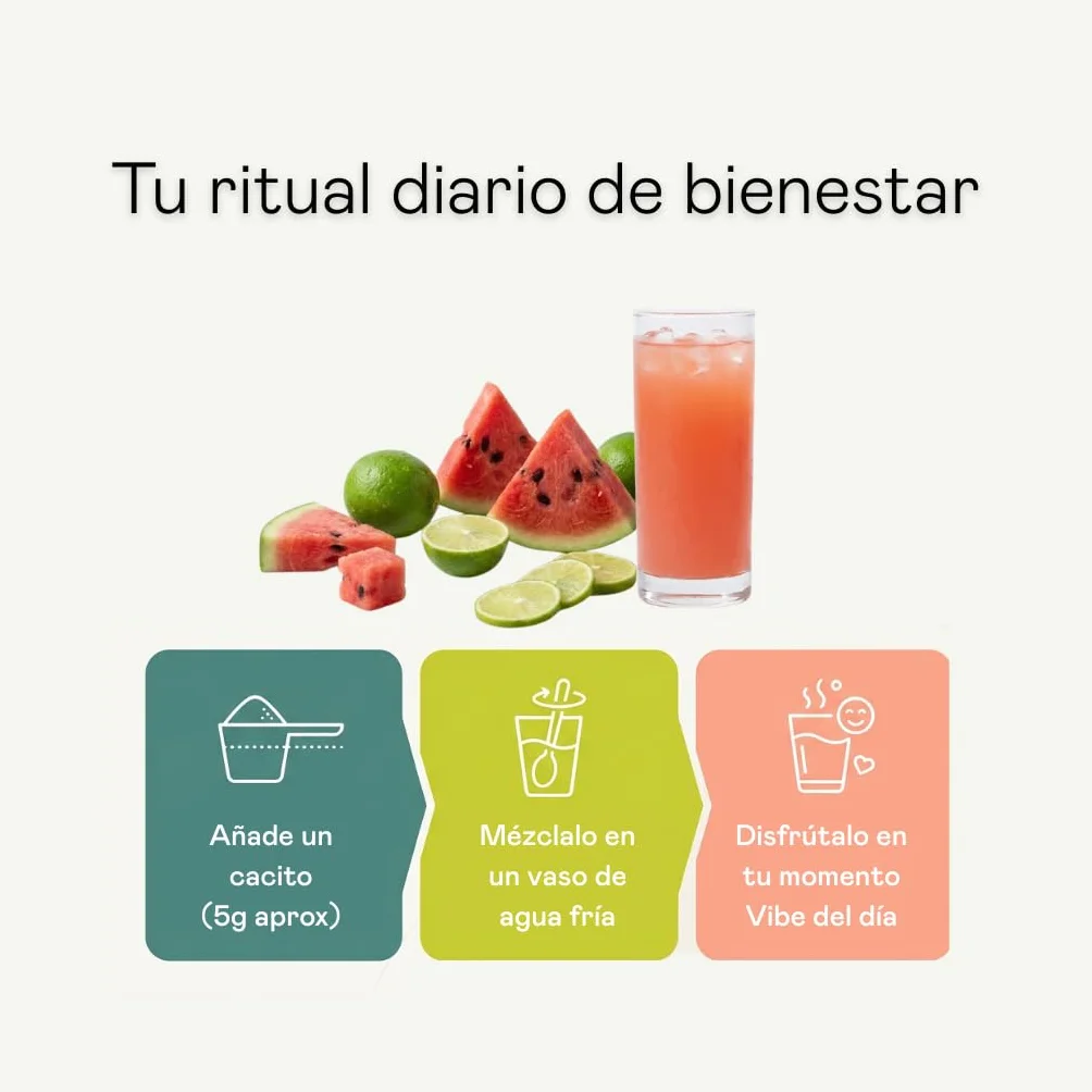 Magnesio Bisglicinato con Ashwagandha, L-Teanina y GABA Complemento Alimenticio 30 Dosis Sabor Sandía