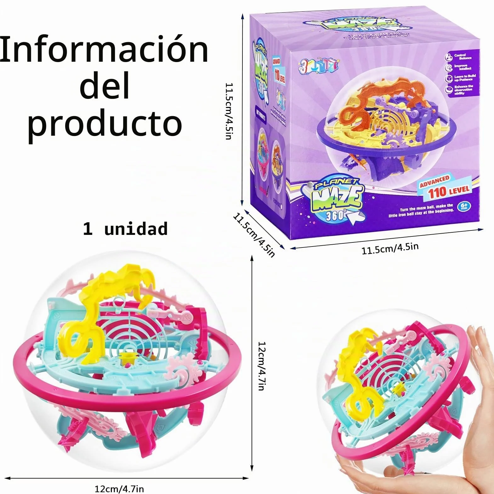 3D Laberinto Bola,3D Puzzle Ball con 110 Niveles para avanzados,3D Pelota Puzzle Juguetes,Laberinto Juguetes esféricos,Maze Ball Game,Palacio Bola Laberinto,3D Laberinto Rompeca (Color)