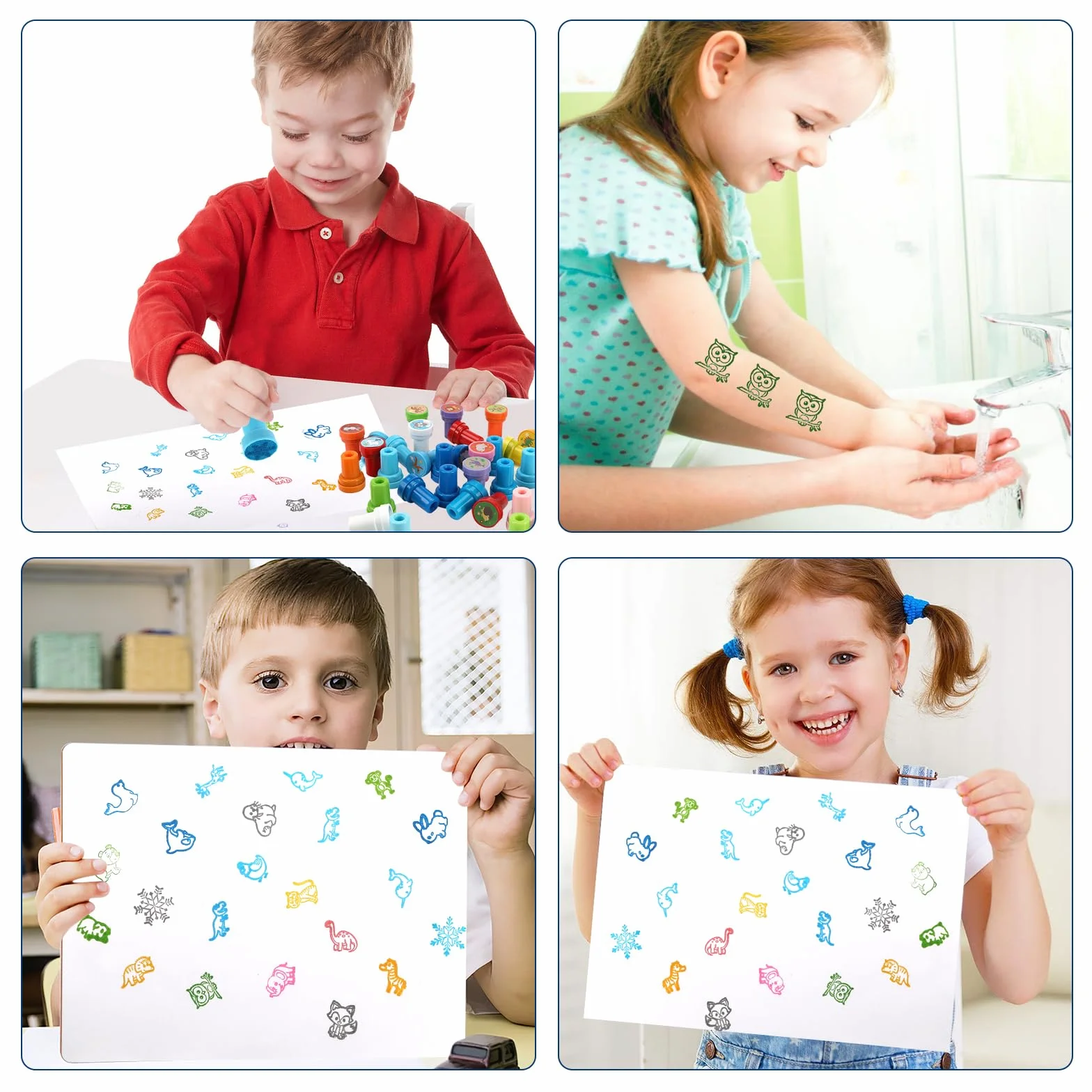 Collazoey 36 Piezas Sellos para Niños, Juego de Sellos de Animales Multicolores, Sellos Autoentintables para Niños,para Regalos de Fiestas Infantiles,Llenador de Bolsas de Regalo,premios Escolares
