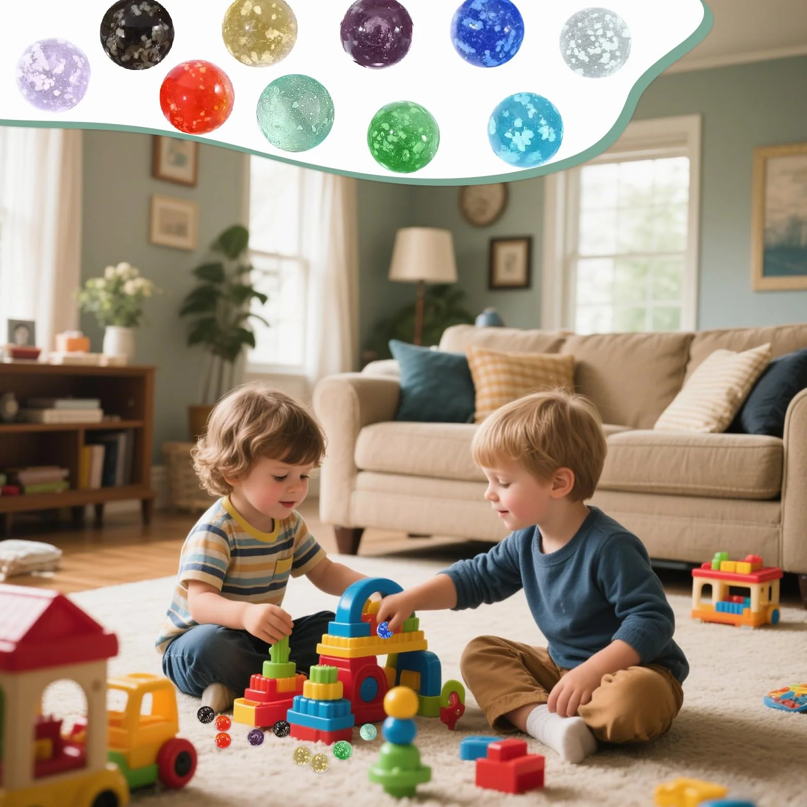 40 Canicas de Vidrio, 16mm Canicas Que Brillan en la Oscuridad, Diez Colores, Adecuado para Juegos Infantiles con canicas