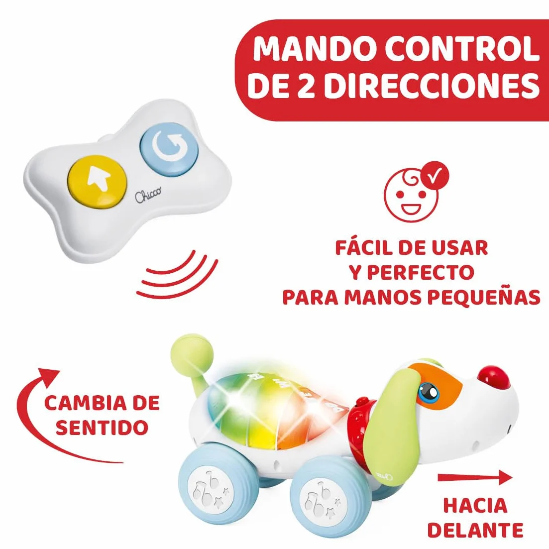 Chicco DogremiRadio Control Parlante, Juguete Teledirigido de Perro, Enseña Música y Sonidos, Mascota Radiocontrol para Niños de 18 Meses hasta 4 años
