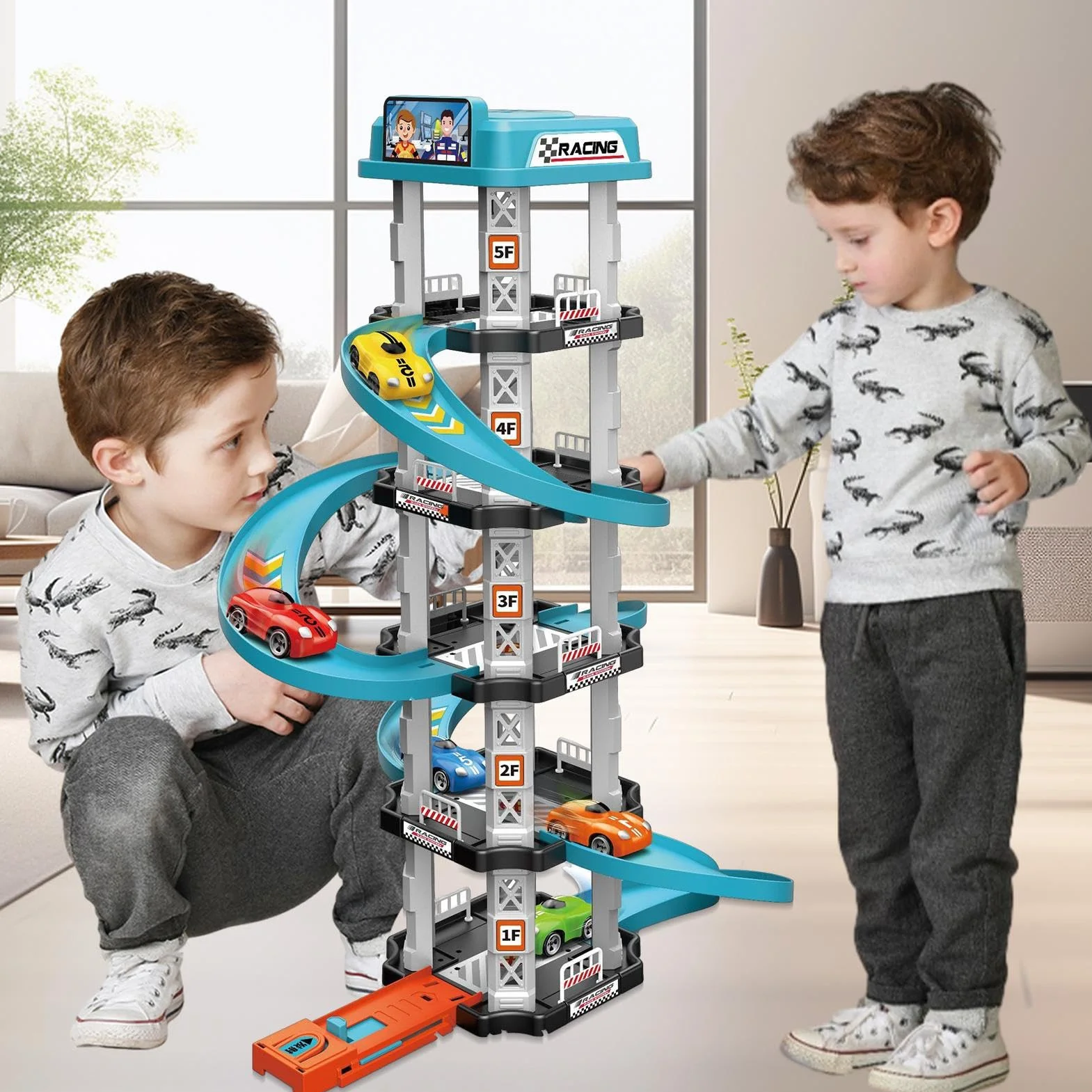 Pista De Garaje para Coches, Juego De Estacionamiento En Espirale, Vehículo De Tráfico Interactivo para Niños Y Niñas, Juego De Pistas De Garaje para Coches De, Garajes De Vehículos De Juegos