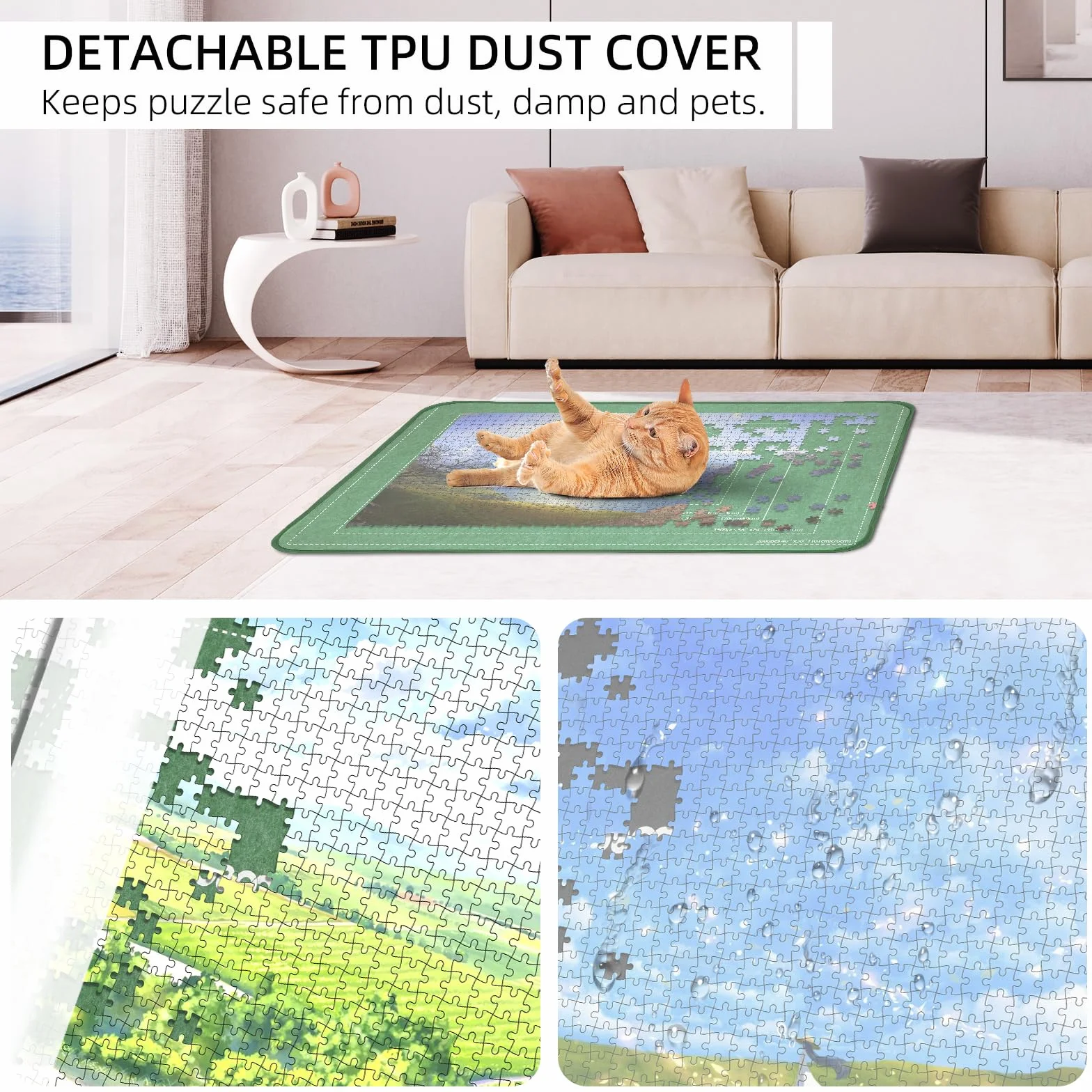Tablero de Rompecabezas Plegable de 2000 Piezas, Tapete Puzzle Portátil con 8 bandejas Coloridas y Cubierta, Mesa de Puzzle portátil y Ligera de Rompecabezas con líneas auxiliares