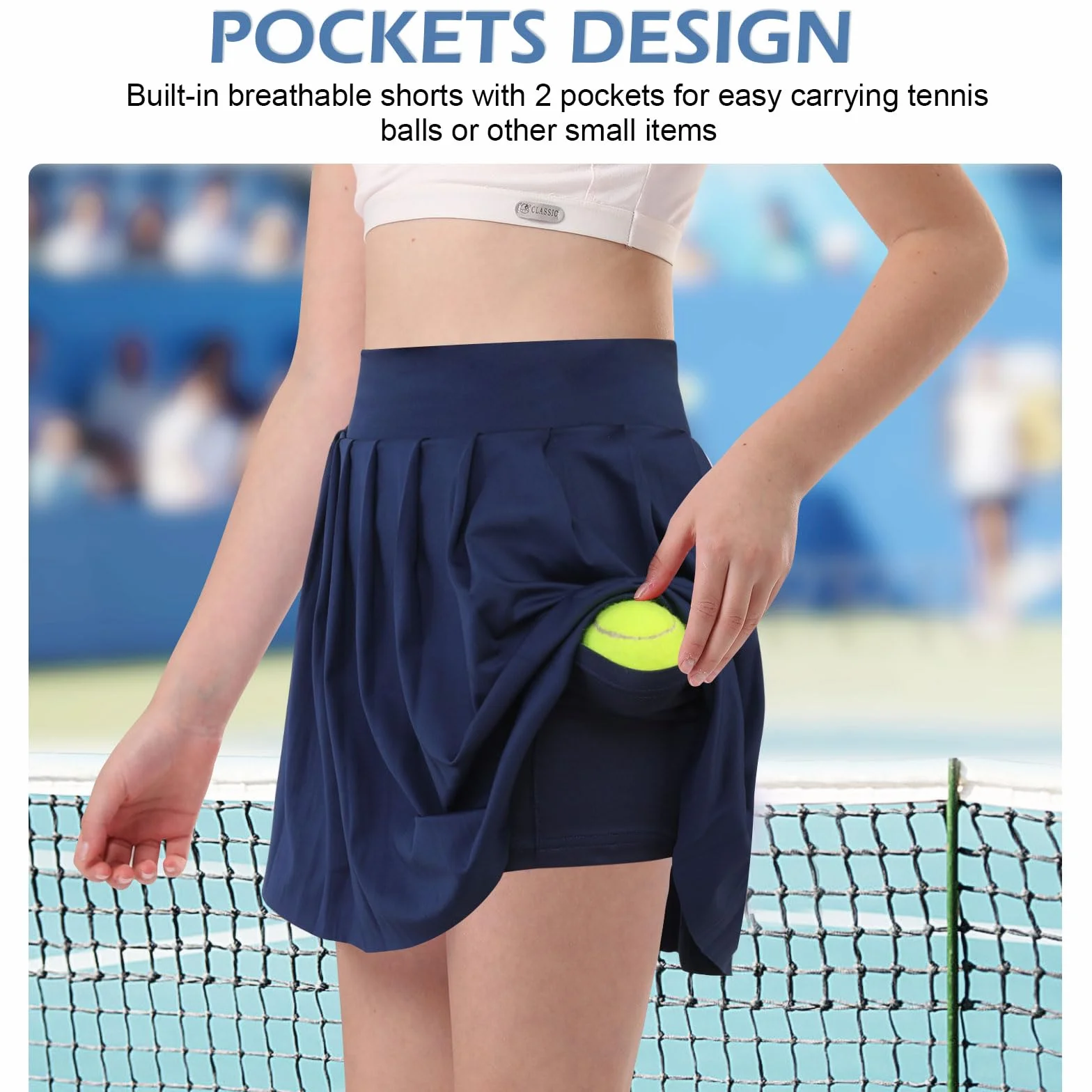 Falda Plisada de Tenis para Niñas con Shorts Interior y Bolsillos