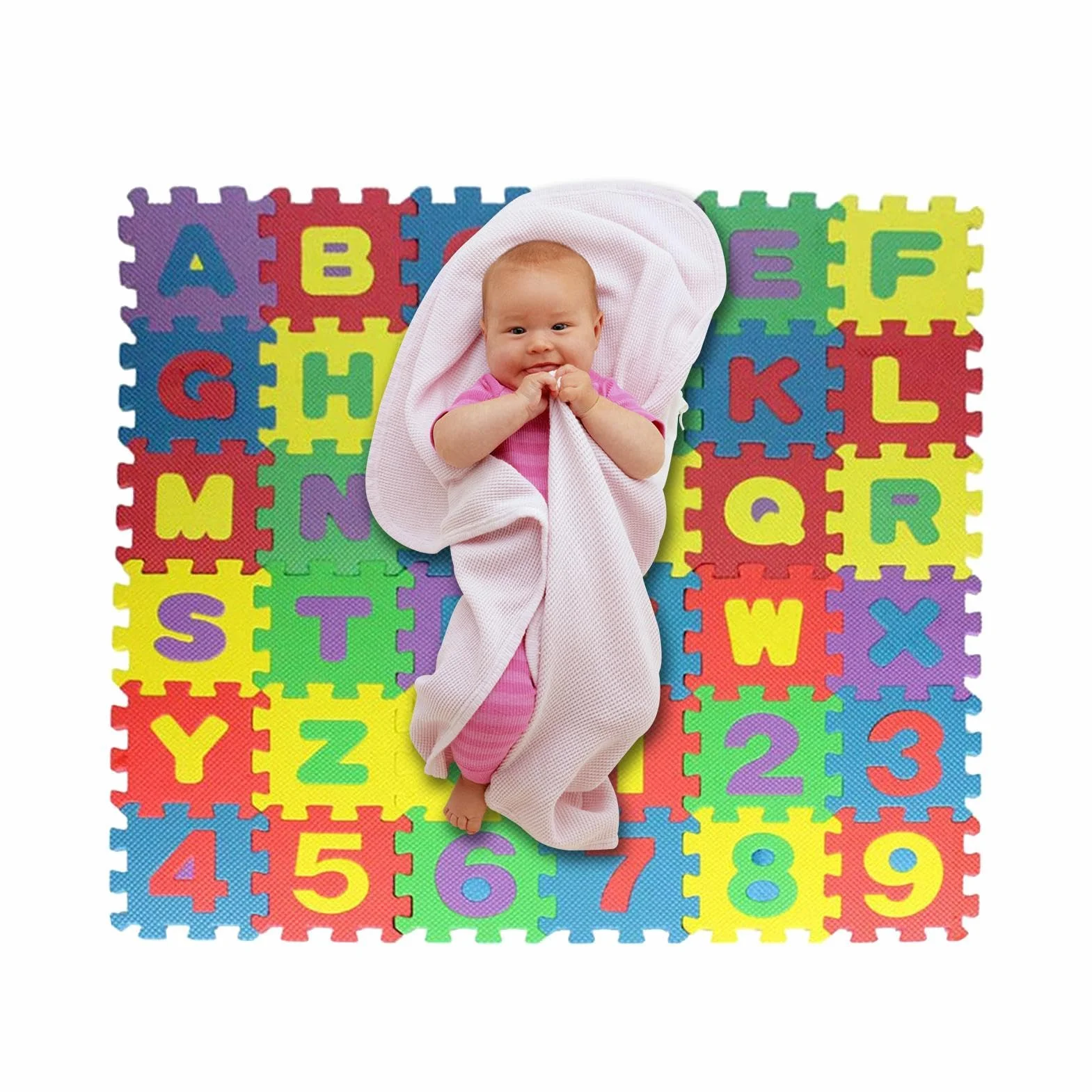 Genérico Alfombra de Juego para bebés de 36 Piezas, Alfombra de Juego para niños con Alfabeto y números, Rompecabezas de Piso Grueso de EVA con Antideslizante y Resistente al Agua, Rompecabezas