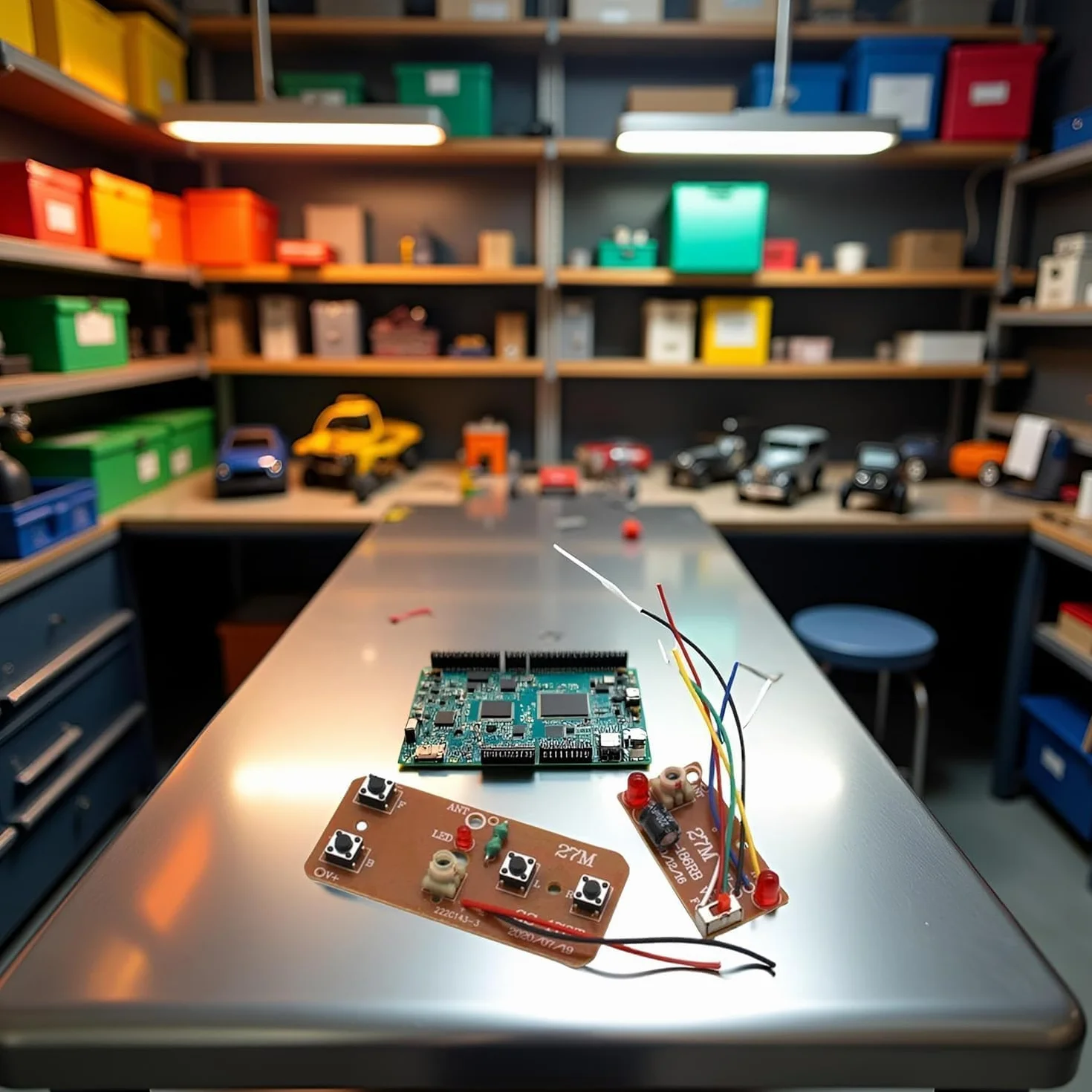Placa de control remoto de 4 vías de 27 MHz, transmisor y receptor RC bidireccional, accesorios de modelo de robot de coche para piezas de proyectos de bricolaje (control de 2 motores)