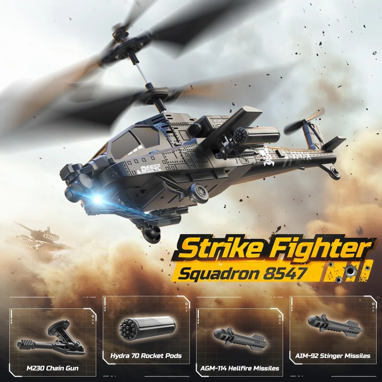DEERC Helicóptero RC, avión RC para niños y Adultos, helicóptero de Control Remoto de 2,4 GHz, Tiempo de Vuelo de 30 Minutos, Luces LED y retención de altitud, Juguete para niños de 8 a 12 años