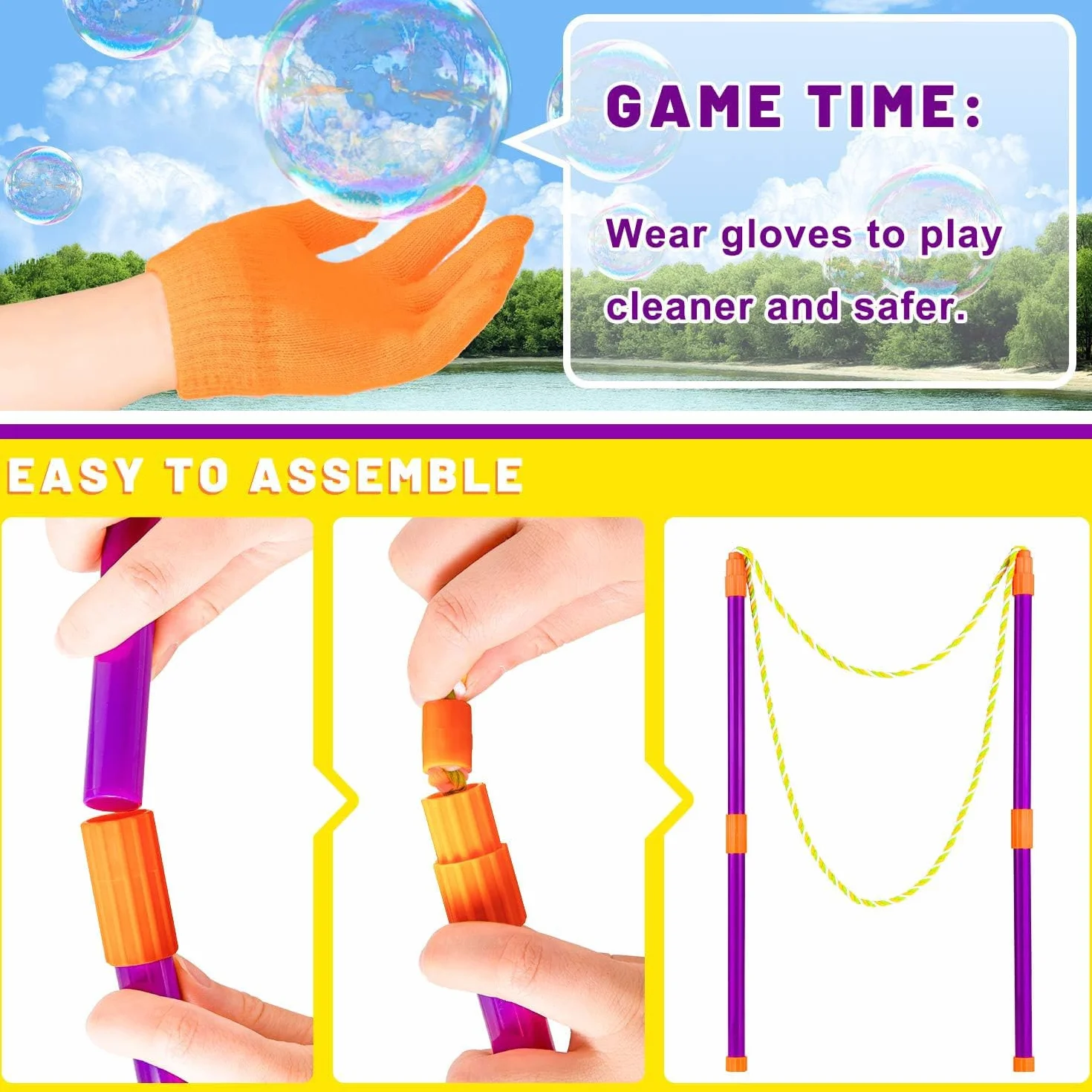 YeahBoom Juego de pompas de jabón gigantes, 2 unidades grandes, diseño telescópico de pompas de jabón, juguetes de burbujas de jabón, fáciles de llevar, para juegos al aire libre, fiestas