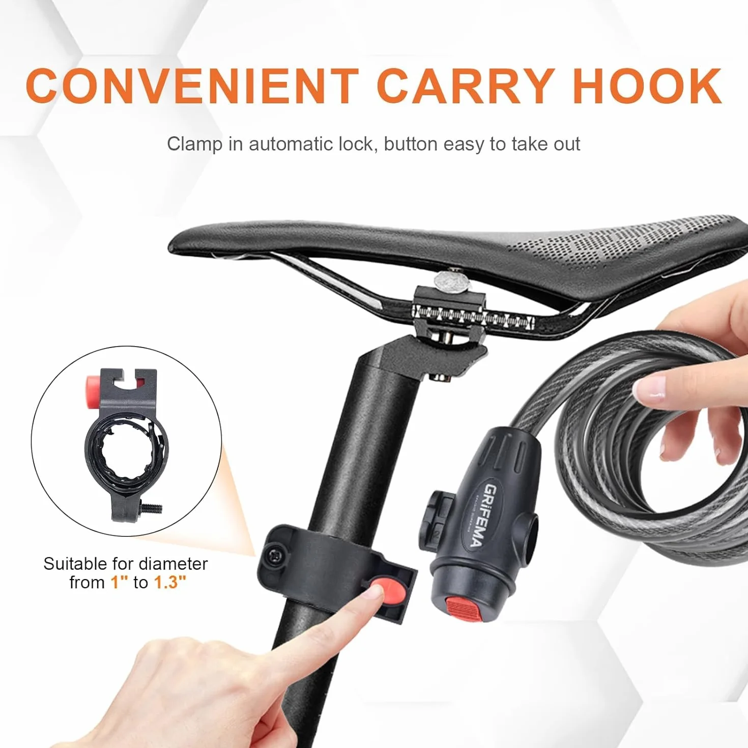 GRIFEMA GA1204-12 Candado de Bicicleta Antirrobo con Llave, Cable 120cm, Negro