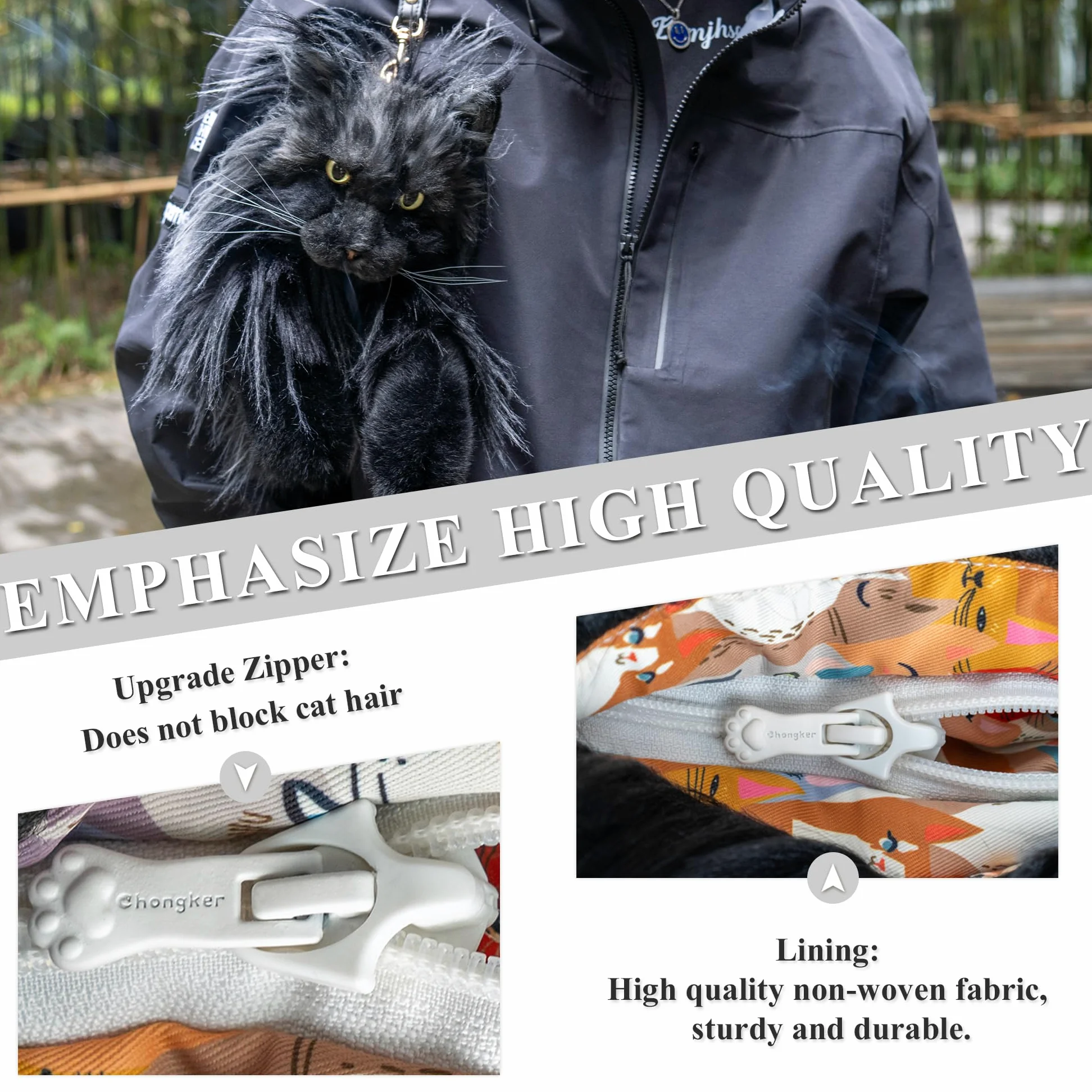 Chongker Juguetes de peluche hechos a mano realistas de peluche compañero de mascotas regalos para mujeres cumpleaños aniversario (bolsa negra), Mainecoon Negro, L