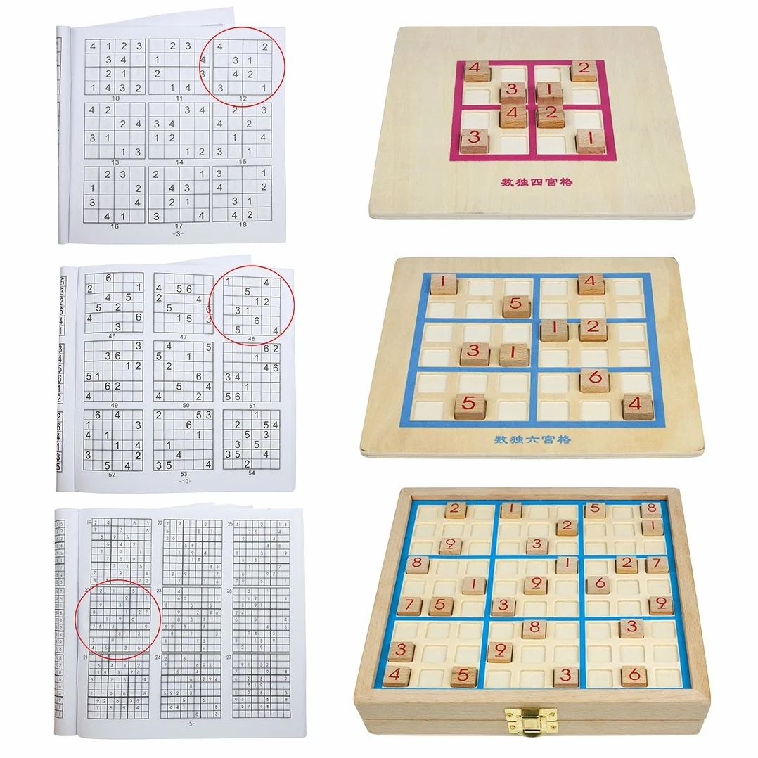 Andux Zone Sudoku Tablero 3-en-1 De Madera Número de Lugar Juguete SD-03 Azul