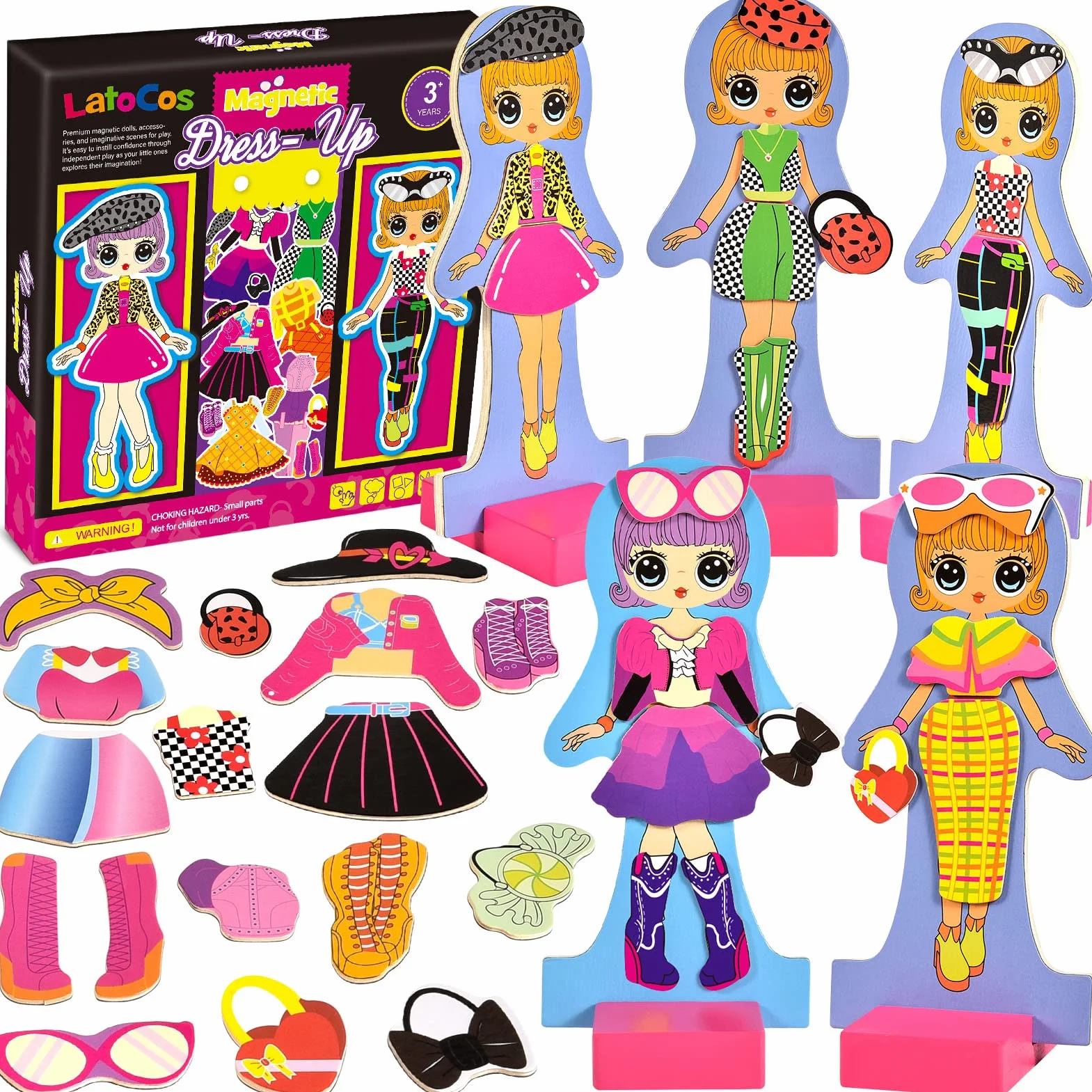 Toyssa Muñecas magnéticas para Vestir Vestir Muñeca Juego de Magnéticos Juguete de Madera Juguetes Montessori Educativo Juego de imitación Regalo para Bebés Niñas 2 3 4 5 6 años