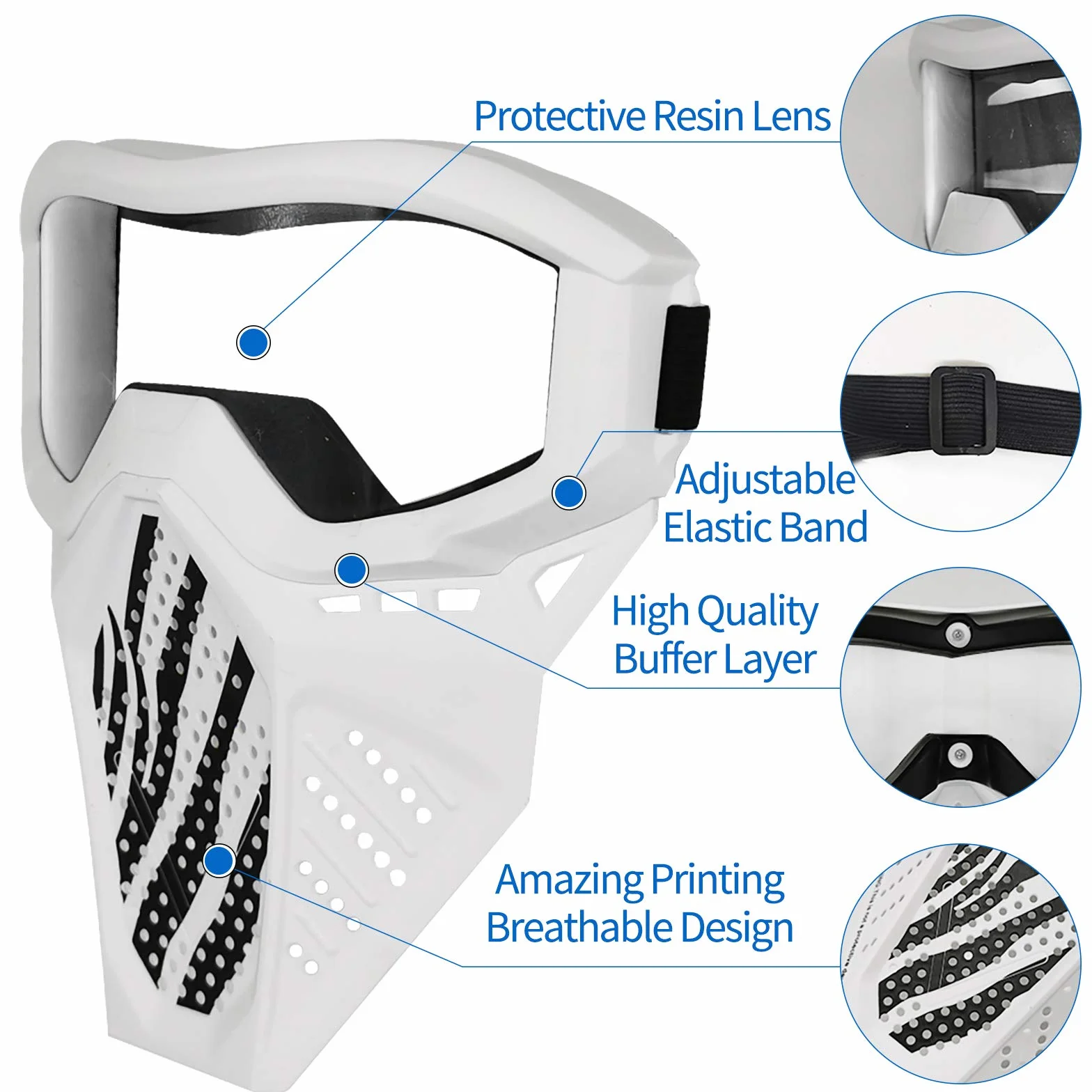 Toyer Mascarillas Tácticas Compatibles con Nerf Rival 2 Paquete Blanco y Negro