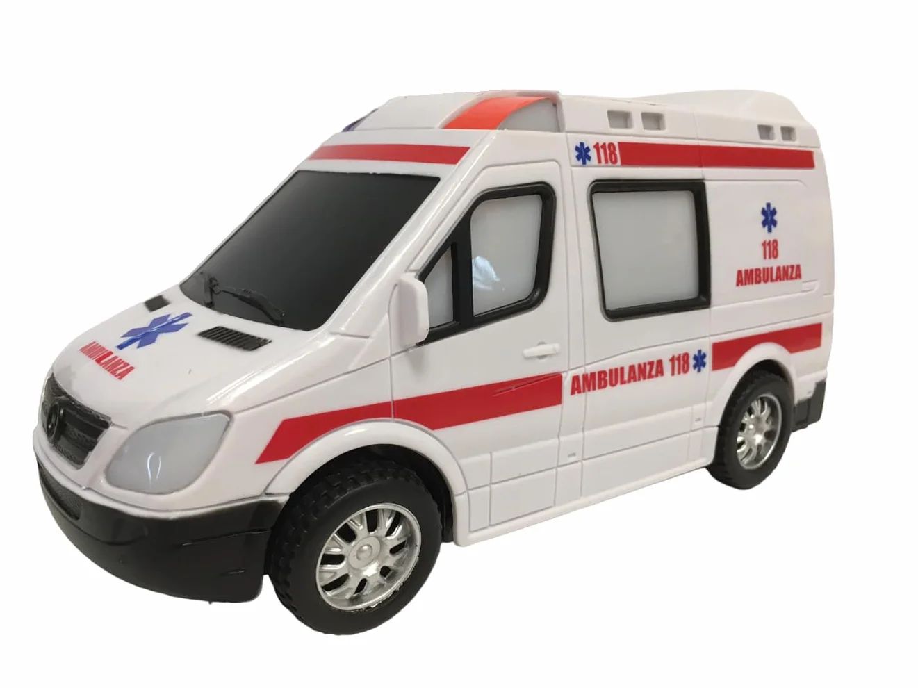 Ambulancia Juguete con Luces y Sonidos y Movimiento Misterio Bump & Go Ambulancia de Primeros Auxilios con Luces Sonidos, Ambulancia para niños, con Movimiento de Sirenas