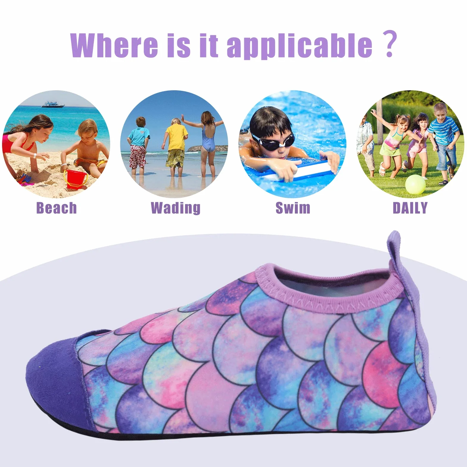 Zapatos de Agua para Niños Escarpines Antideslizantes Playa Piscina