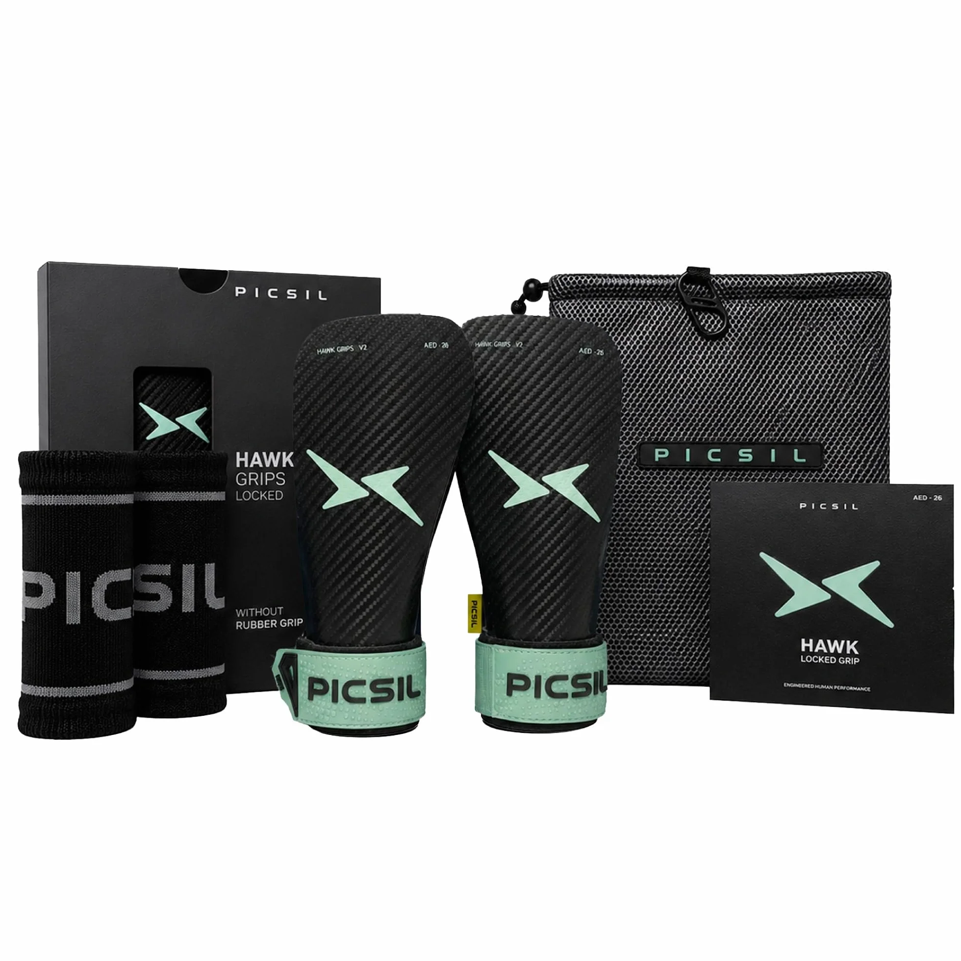 PICSIL Hawk Grips Calleras Sin Magnesio Agarre Barras Limpias Triple Capa Muñequeras Bolsa Transpirable