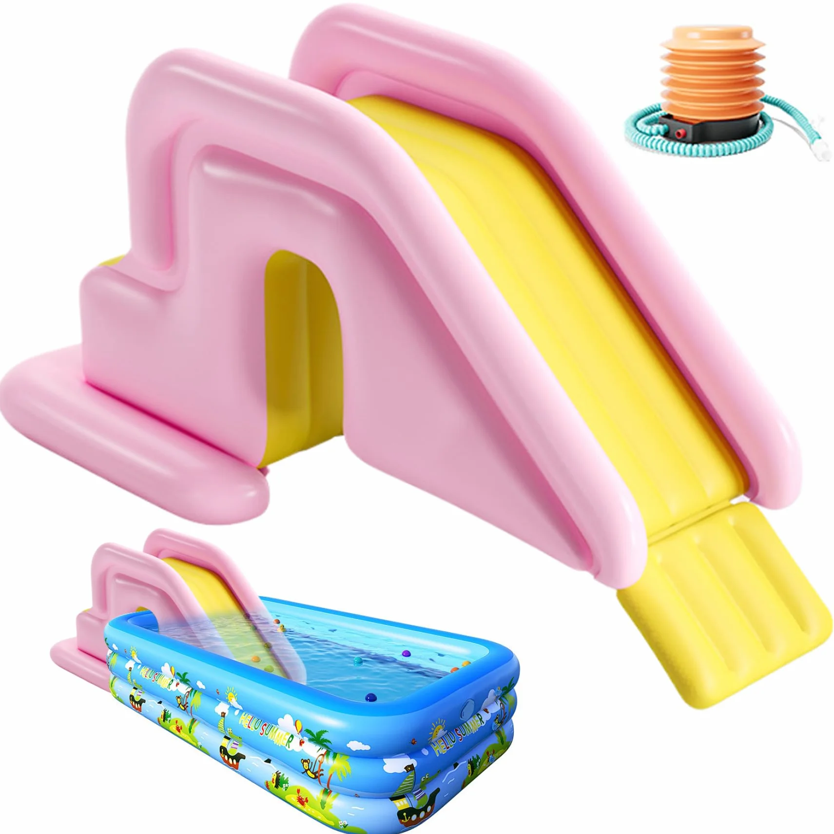 Diapositivas de Piscina Inflable, tobogán de Piscina PVC de 78.7x33.5x31.5 Pulgadas, para el Agua Ancha para Exteriores, Interiores, Patio Trasero, Estilo-2, toboganes de Agua
