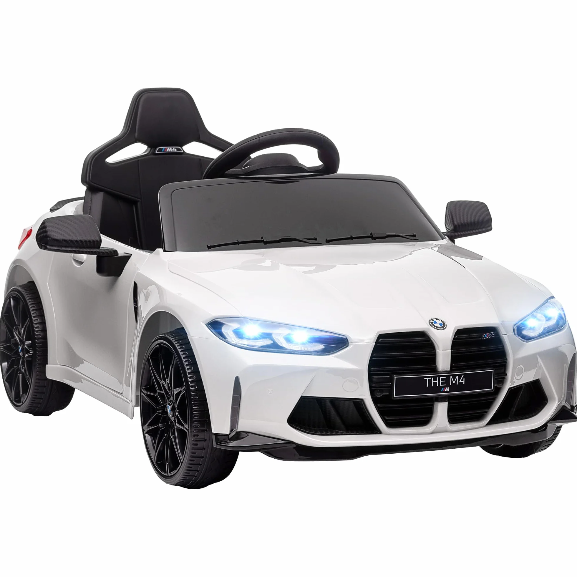 AIYAPLAY BMW M4 Coche Eléctrico para Niños 12V con Mando a Distancia 2,4G Ruedas Suspensión Faros LED