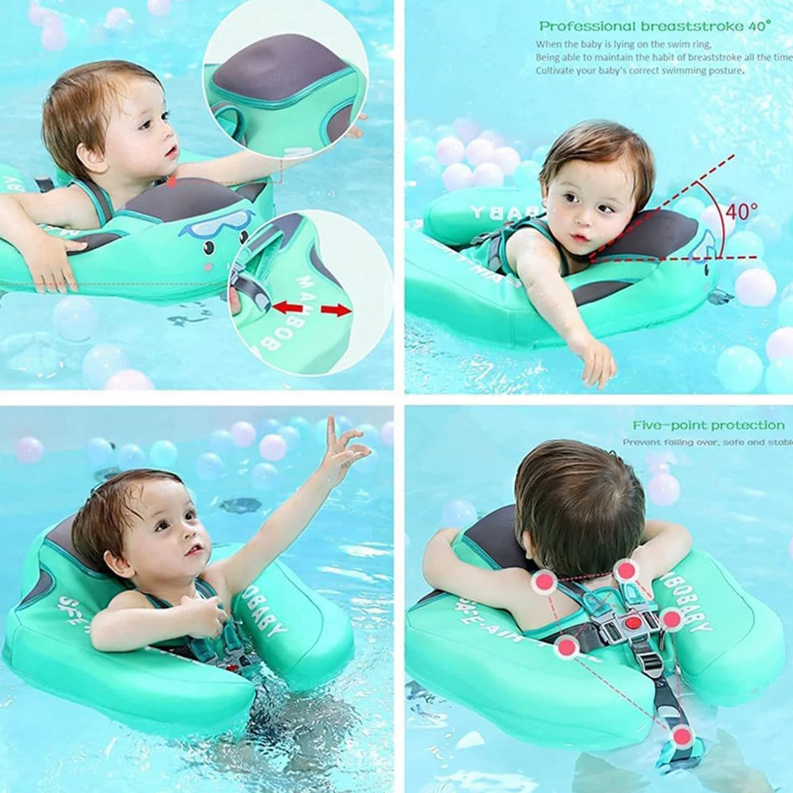 Flotador para Bebé Flotadores Infantiles para Piscina | Flotador Estable con Sombrilla Protectora Solar para Viajes y Verano en Playa o Lago, para Bebés de 3 a 24 Meses