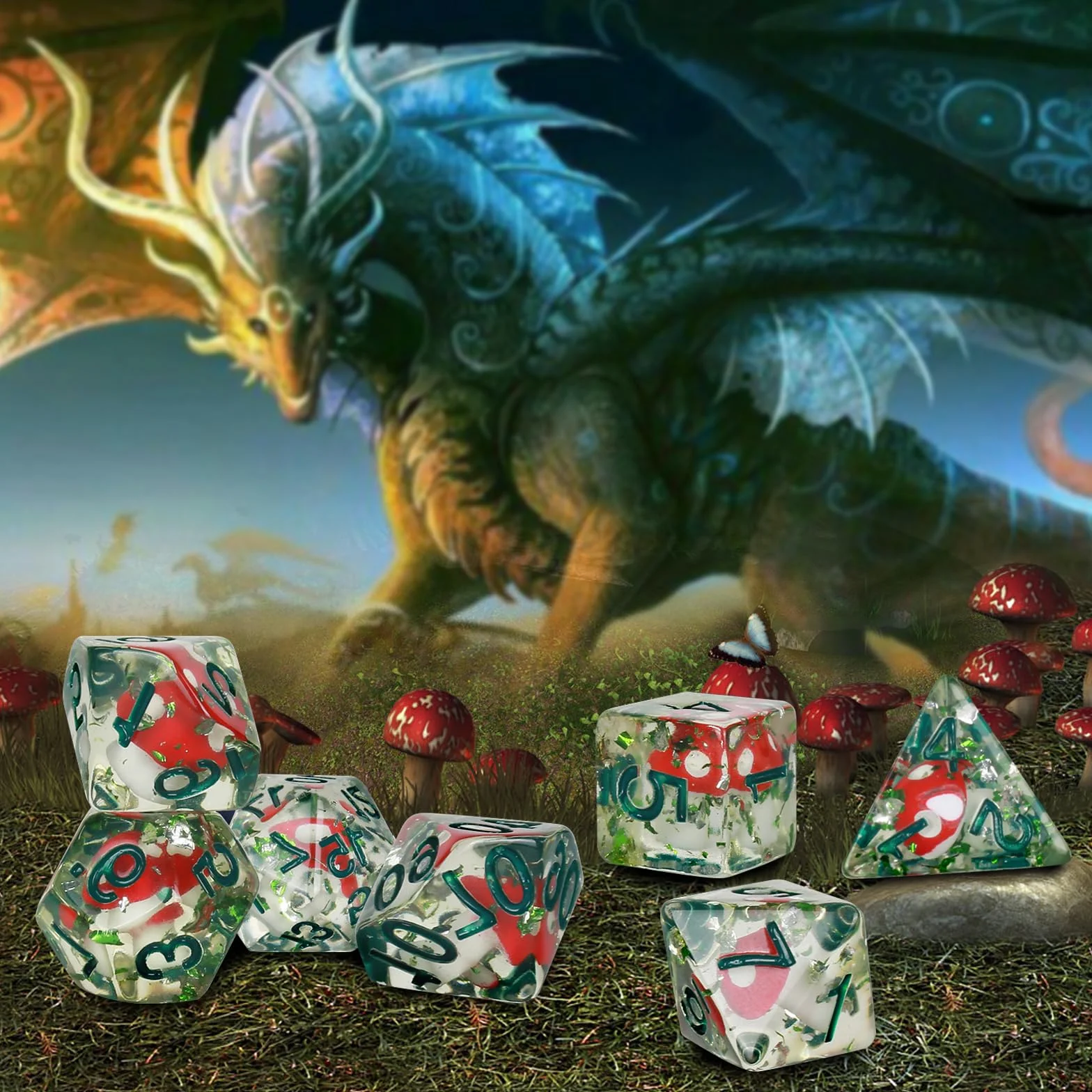 Dados de setas terribles D20, bosque profundo, cubo peligroso, cubo de terror, Dungeons & Dragons, juego de mesa, dados W20 Mushroom Dice