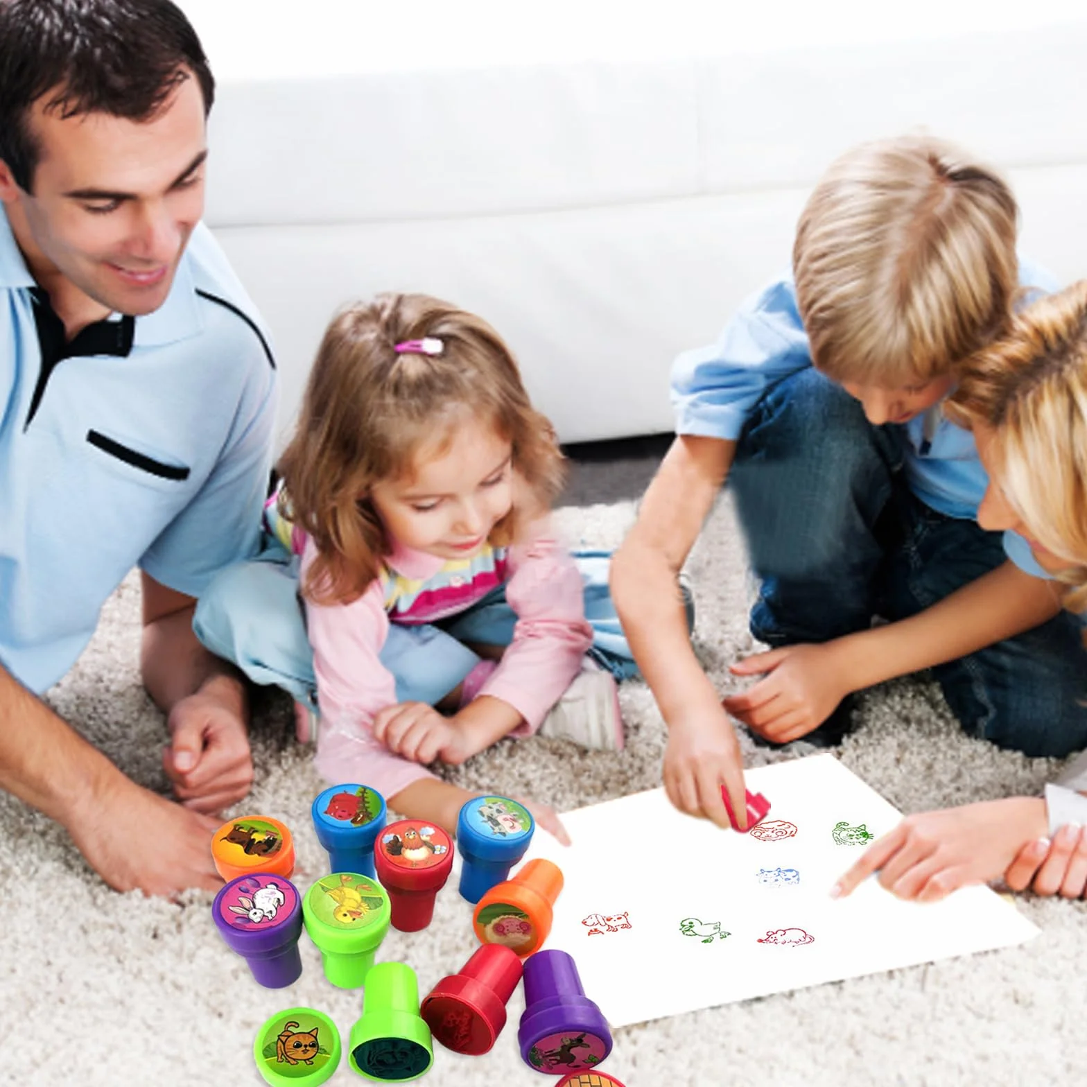 Nutabevr 30 Piezas 5 Colores Disponibles Animals Stamps Conjunto Sellos,Sellos infantiles colores,para Jugar sobre Papel Juguetes Artesanales, Fiesta Infantil Premios Escolares Regalo de Cumpleaños