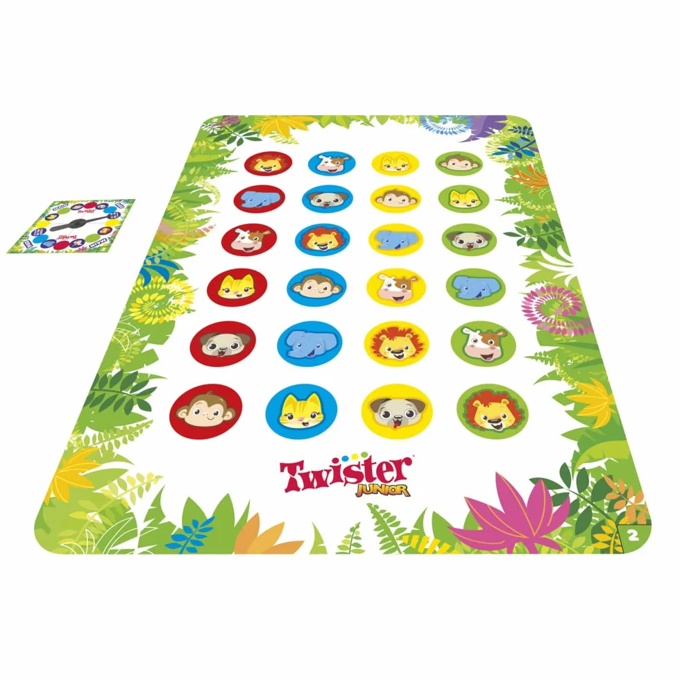 Juego Twister Junior, Alfombra Reversible Aventura de la Selva, 2 Juegos en 1, Juego de Grupo de Interior para 2 a 4 Jugadores