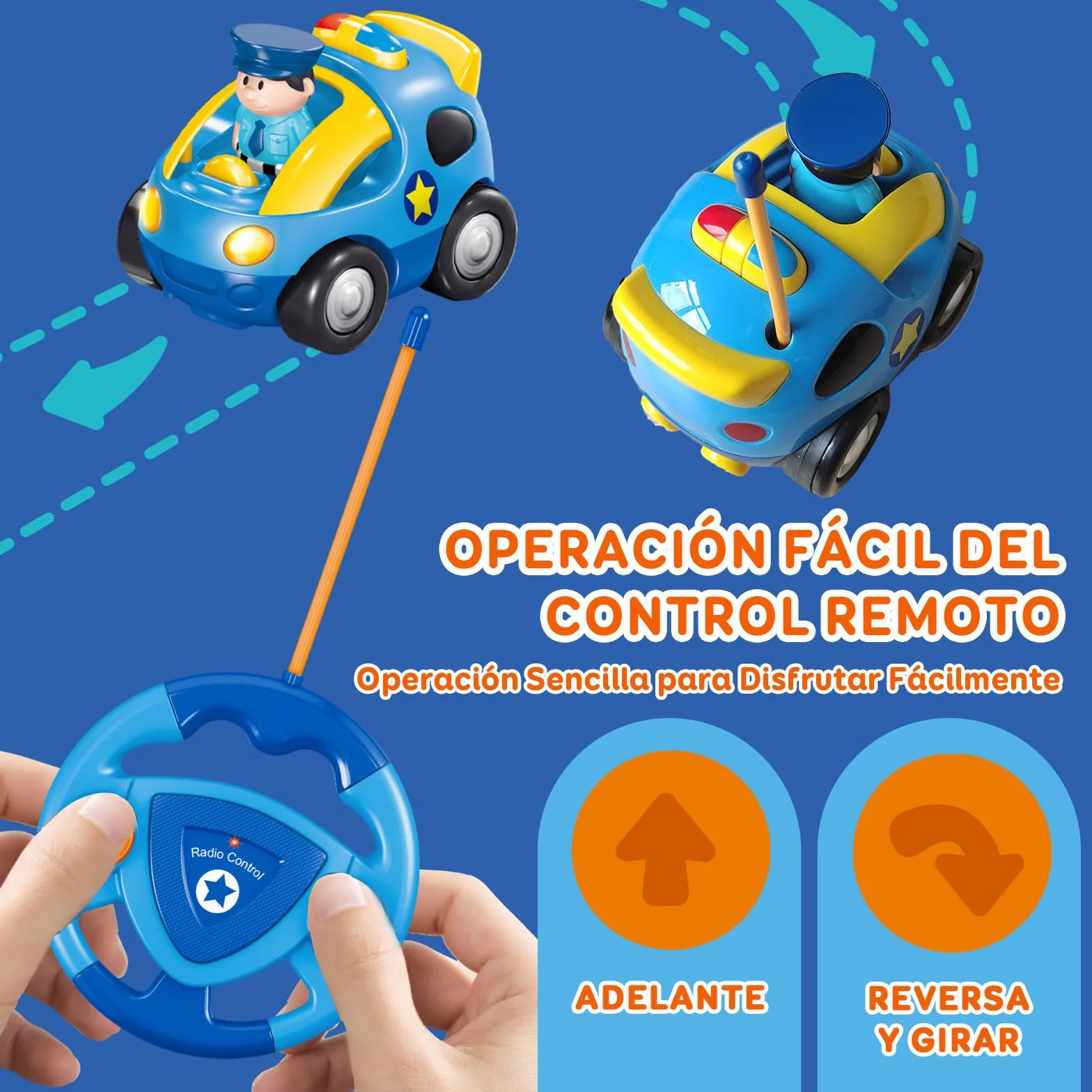 Pup Go Coche de Carreras RC Cartoon para Niños Pequeños 18 Meses, Música y 2 Muñecas Intercambiables, Primer Coche de Control Remoto, Cumpleaños o Navidad