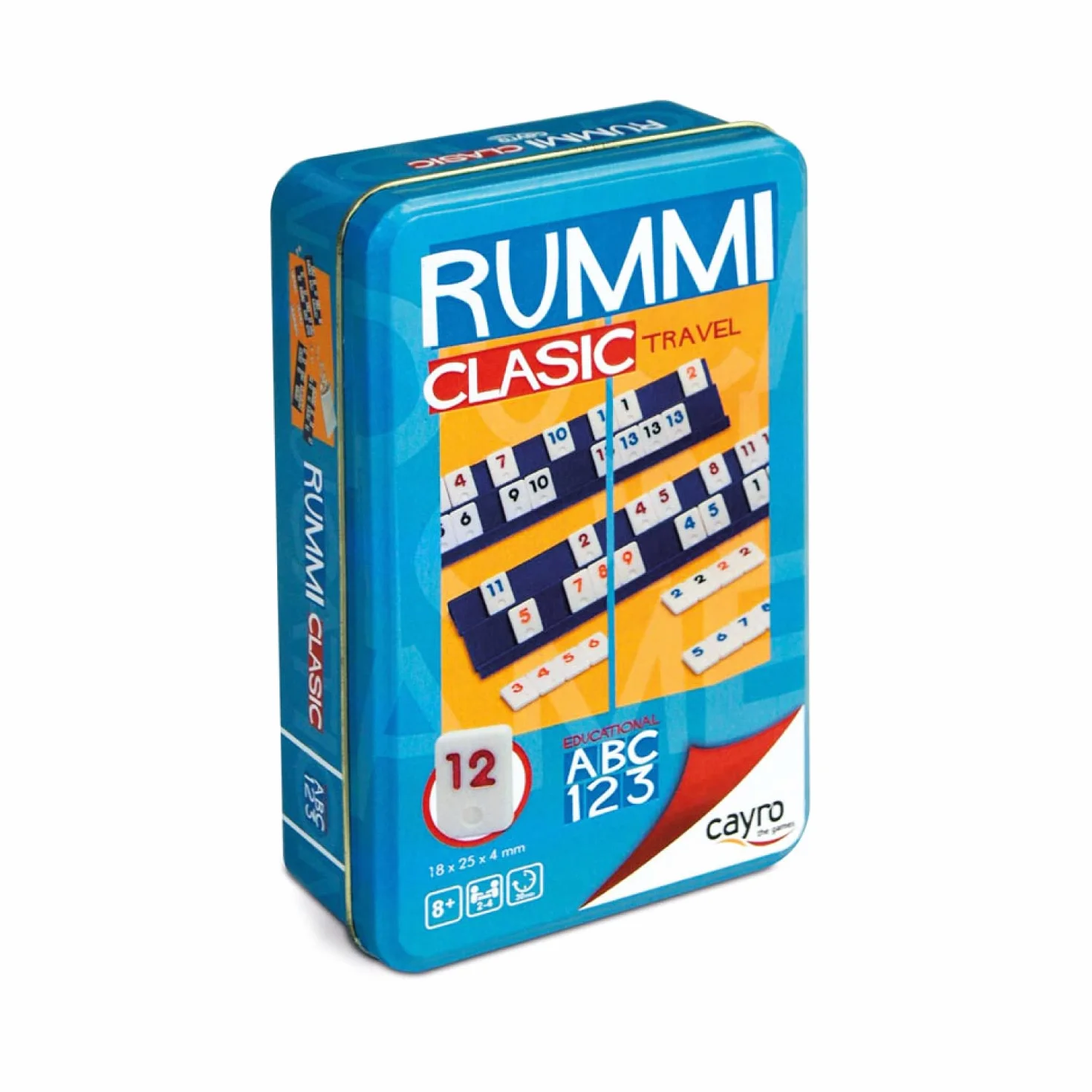 Cayro Rummi Modelo Clásico Juego de Mesa Edición de Viaje Caja Metálica 2-4 Jugadores