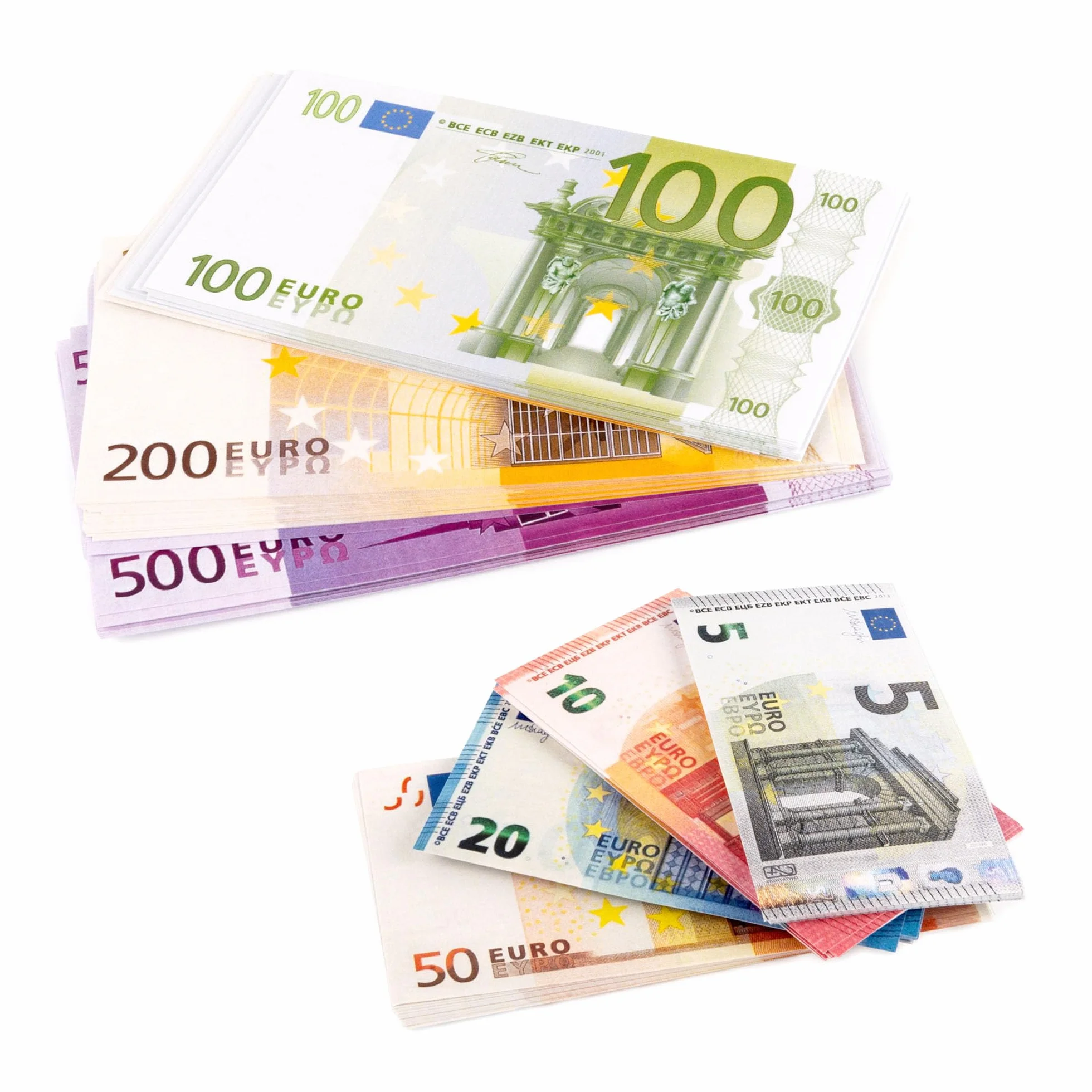 EIGHT4TWO® 175 Piezas de Dinero Juguete - Billetes de 5, 10, 20, 50,100, 200, 500 con tamaño al 75% - (25x7).