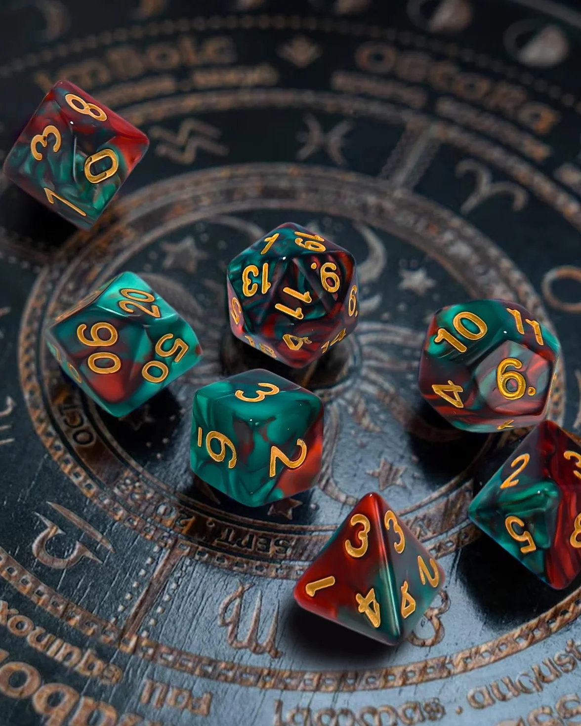 Dados Poliédricos - 49 Piezas con Bolsa Negra para Juegos de Mesa, Dungeons and Dragons, DND, RPG, MTG - D20, D12, D10, D8, D6, D4