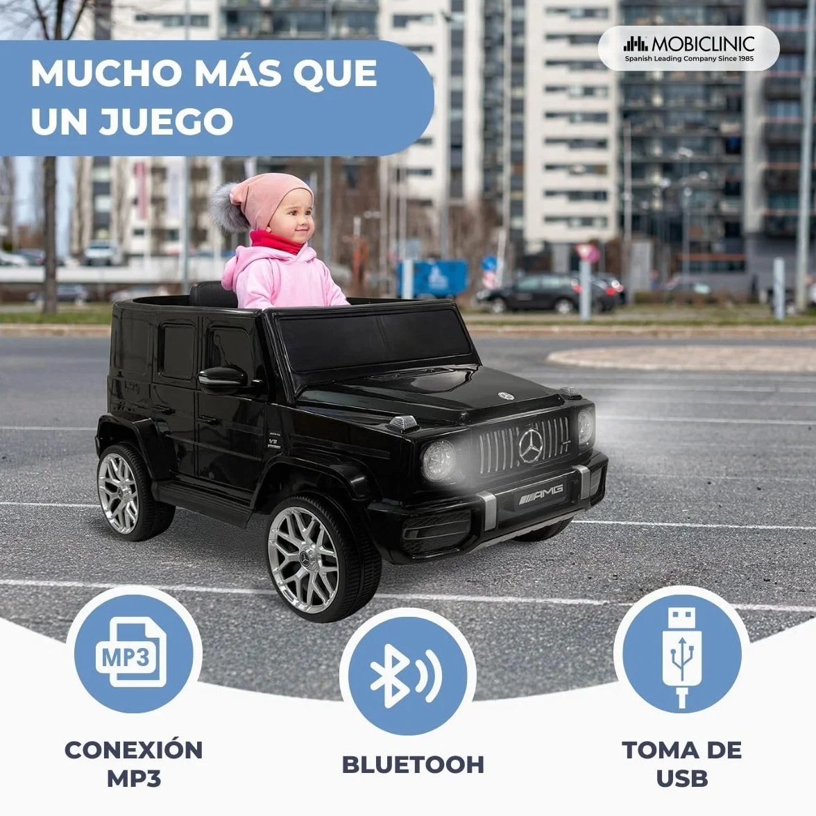 Mobiclinic Mercedes Benz AMG G63 Coche Eléctrico para Niños 12V Control Remoto y Pedal Todoterreno