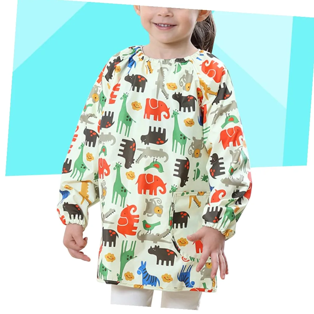 Mikinona Bata de Pintura para Delantal de Arte Estampado Amarillo Manga Larga Talla M Ropa Protectora Transpirable y Resistente a Manchas Adecuado para Pintar y Dibujar