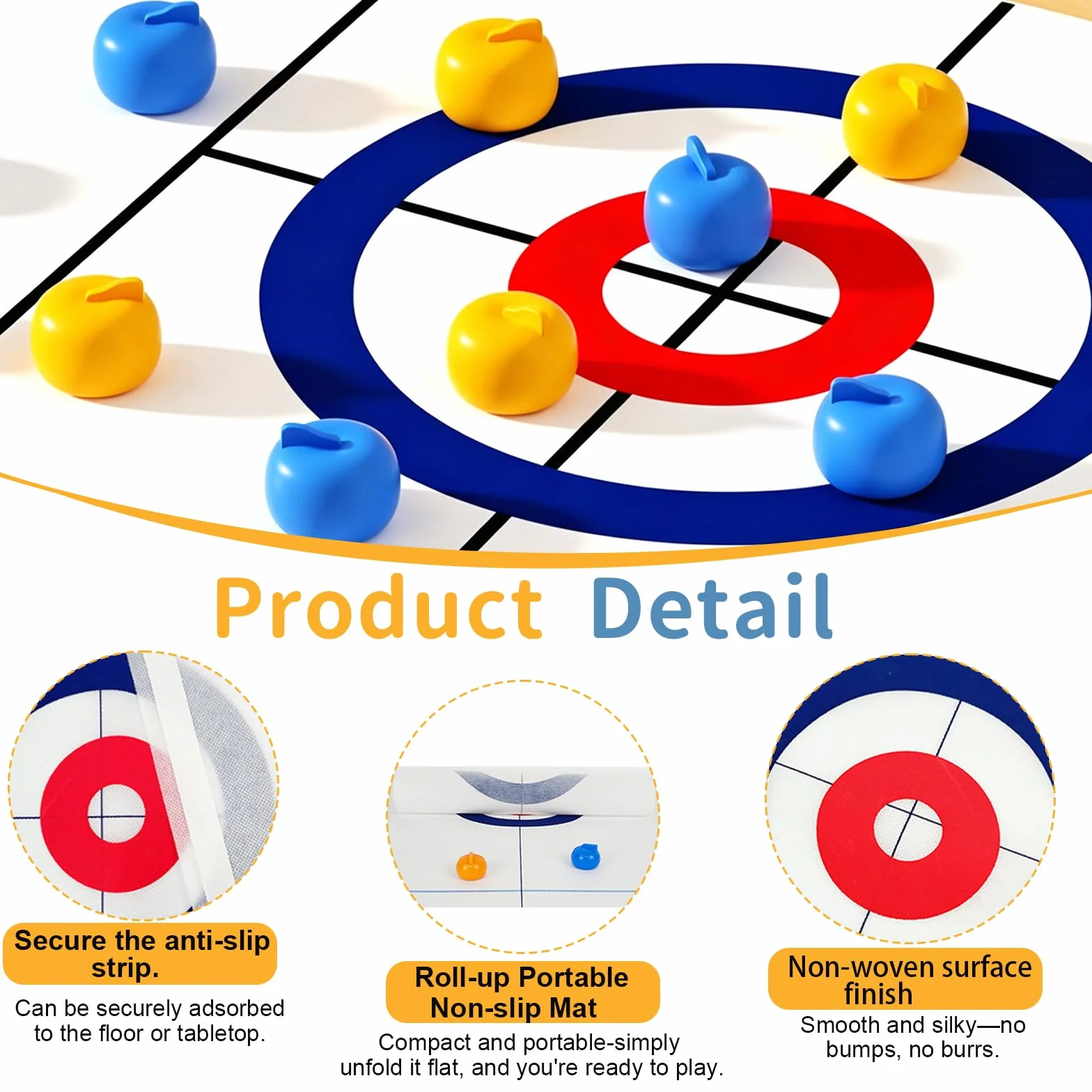 Mini Juego de Curling Mesa, 133 * 28 cm Juego Familiar de Tablero Curling, para Familia Fiesta Oficina Navidad Cumpleaños Interacción Entre Padres e Hijos Adultos y Niños