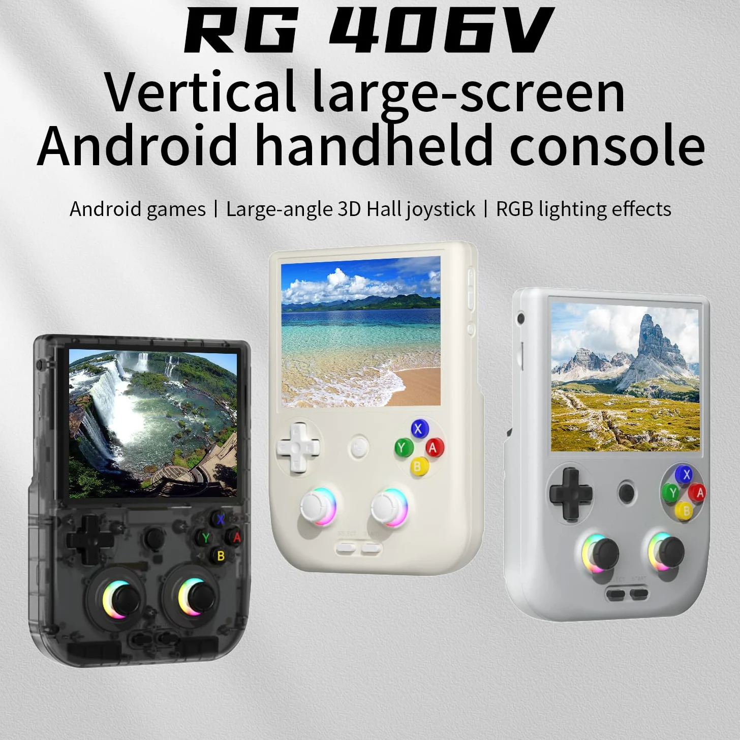 RG406V - Consola de juegos de mano retro, Android 13 OS, tarjeta TF de 128 G, consola de videojuegos retro, pantalla IPS de 4.0 pulgadas, reproductor de video portátil de bolsillo (gris)
