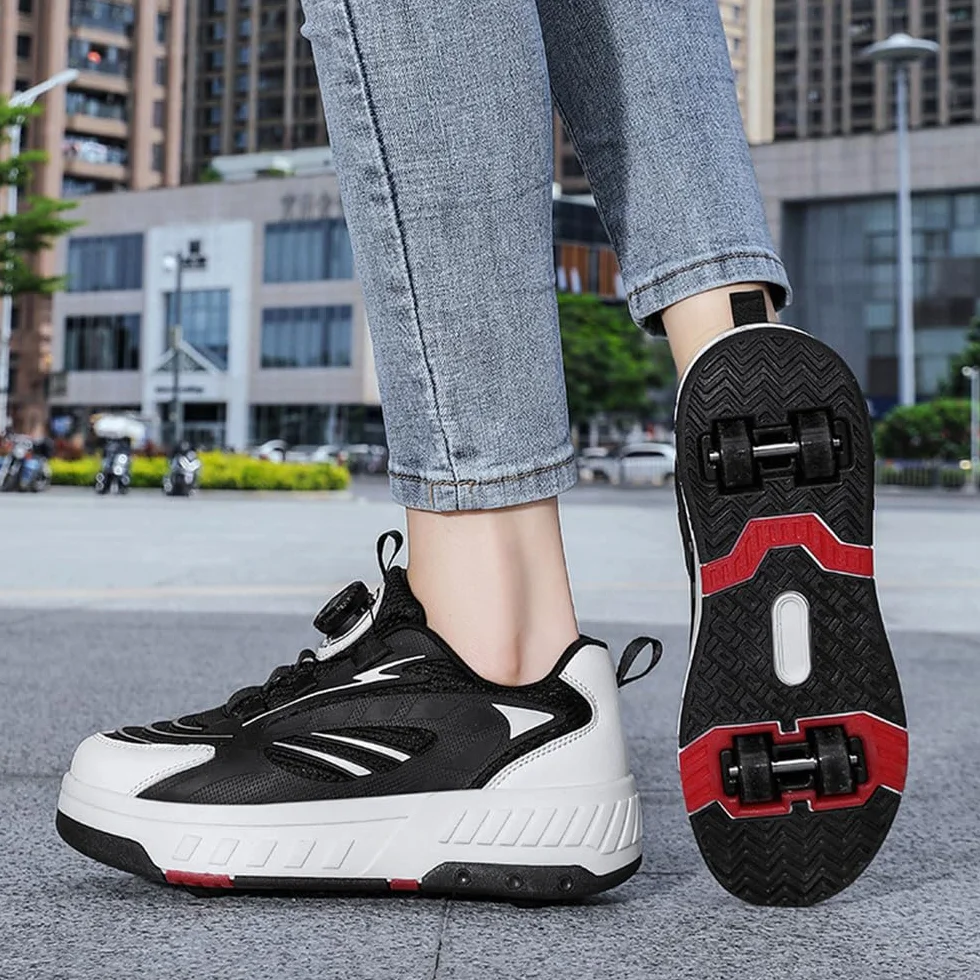 Zapatos con Ruedas para Niños y Niñas, Patines Multiusos 2 en 1 con 4 Ruedas Retráctil