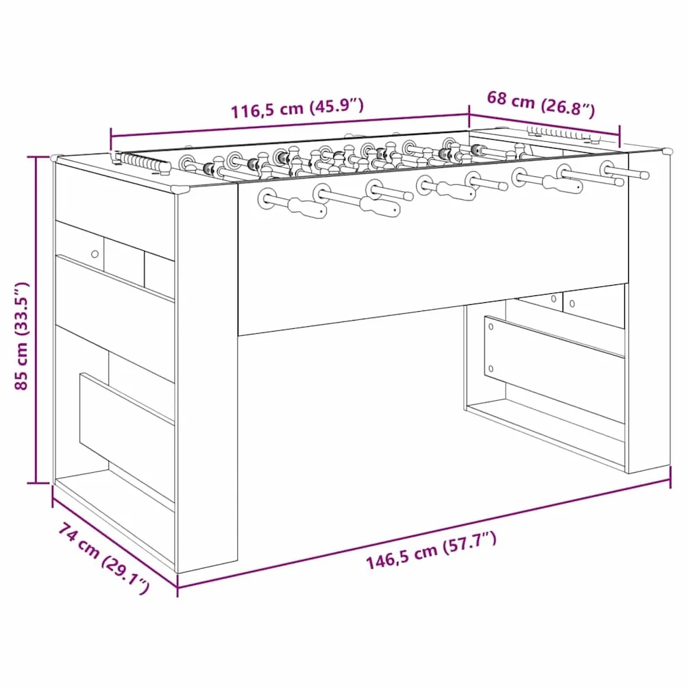 Refined Mesa de Futbolín Roble, Mesa de futbolín Rectangular, Moderna para Juegos en Interiores, competencias Familiares, diversión Nocturna y Fiestas