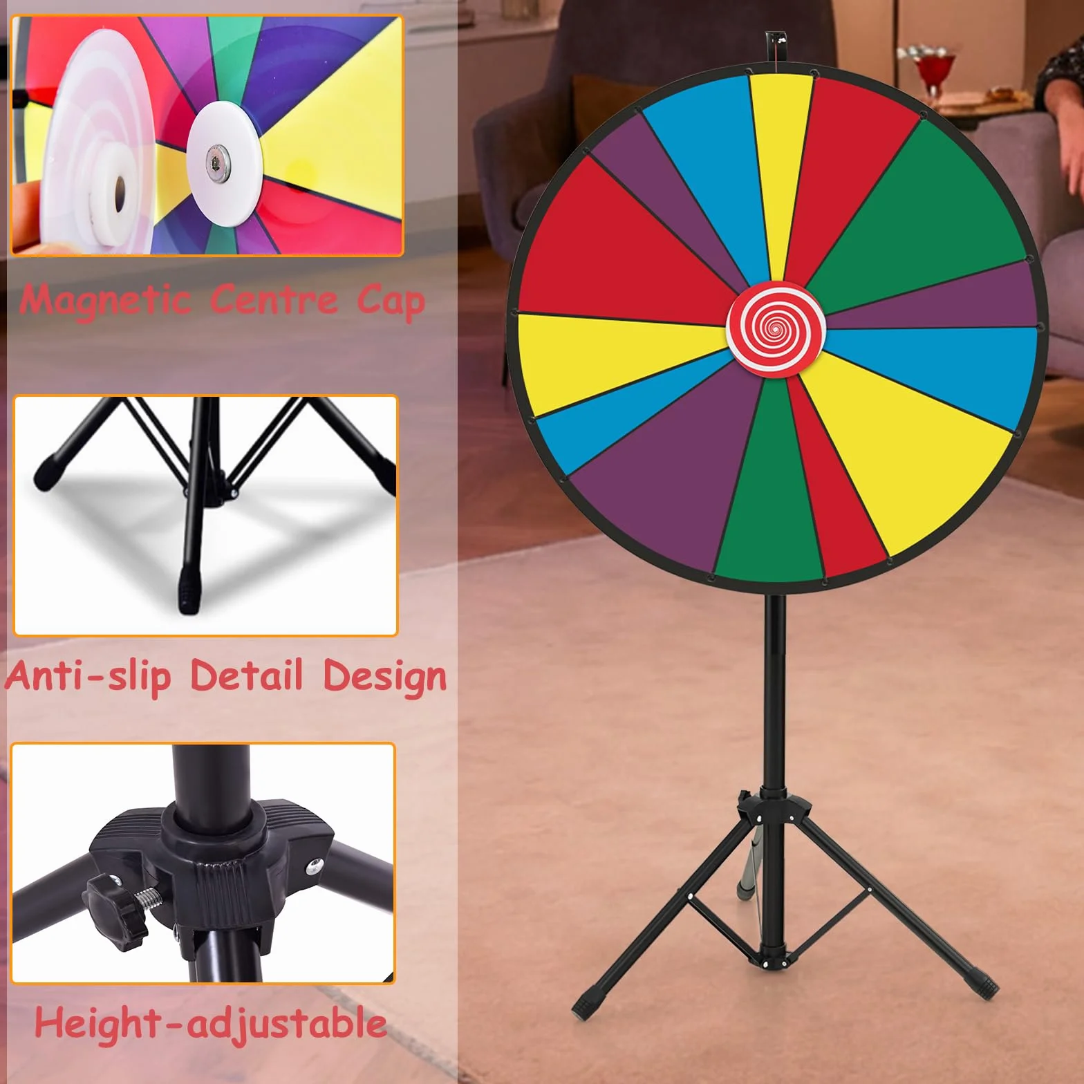 SOARS Ruleta de la Suerte 30 Pulgadas con Soporte Ventosas y Marcadores