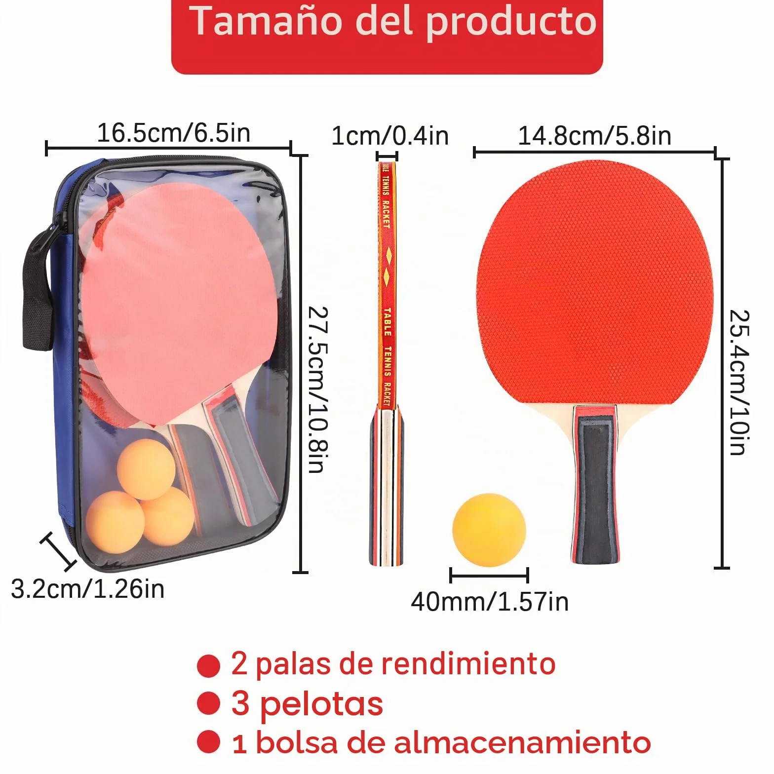 Palas Ping Pong Set Profesional 2 Raquetas 3 Pelotas 1 Bolsa Tenis Mesa