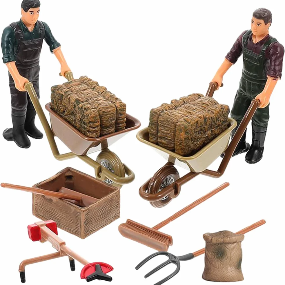 Juego de 12 minimodelos de granja - Personas realistas - Mini accesorios de escena de granja - Juguetes educativos para niños - Proyectos de decoración de arte escolar - Desarrollo de