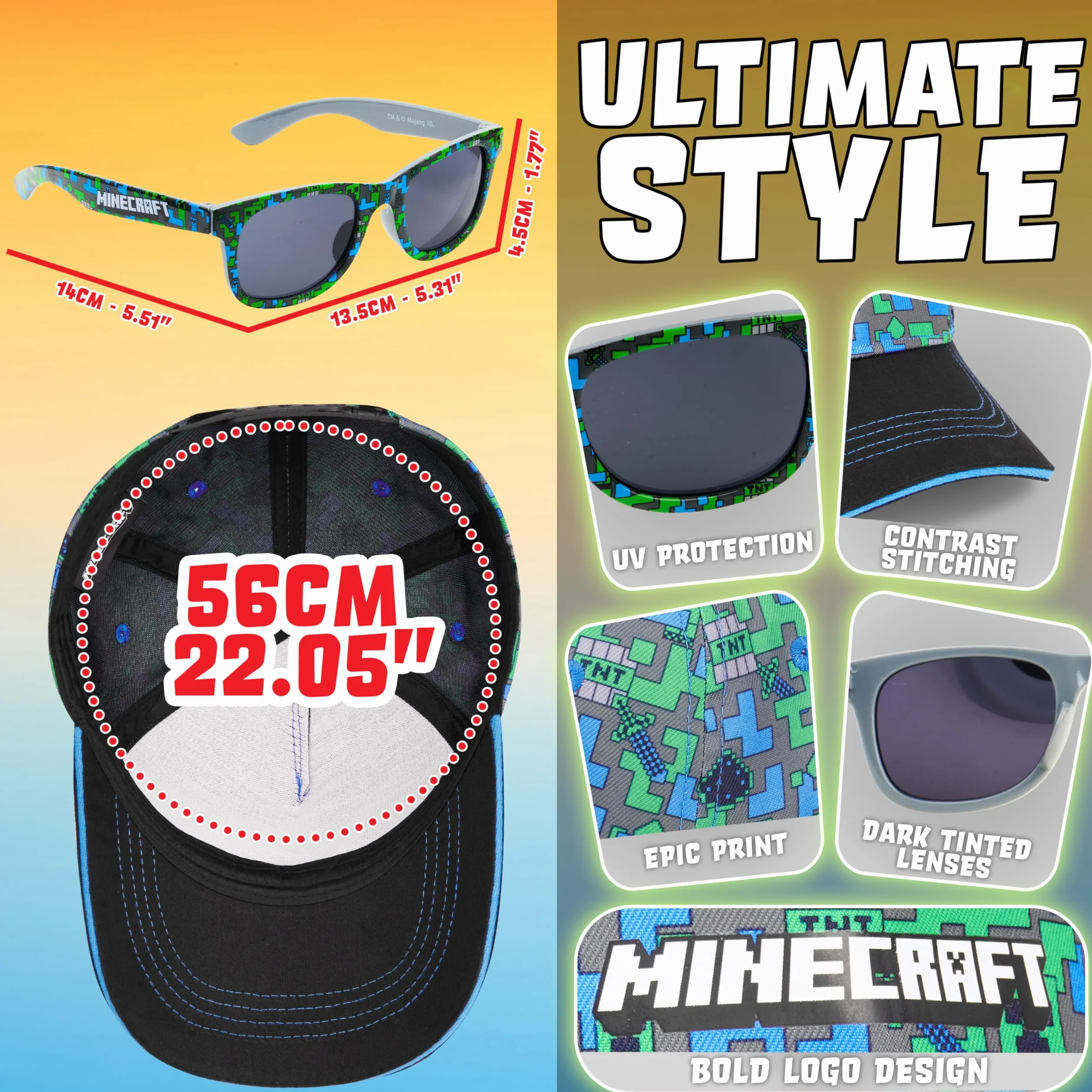 Pokemon Super Mario Fortnite Gorra Niño Gafas Sol UV400 Set Gorra Infantil Verano Regalos