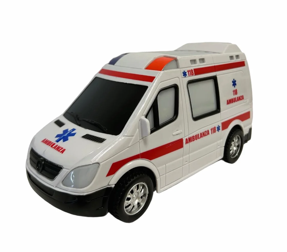 Ambulancia Juguete con Luces y Sonidos y Movimiento Misterio Bump & Go Ambulancia de Primeros Auxilios con Luces Sonidos, Ambulancia para niños, con Movimiento de Sirenas
