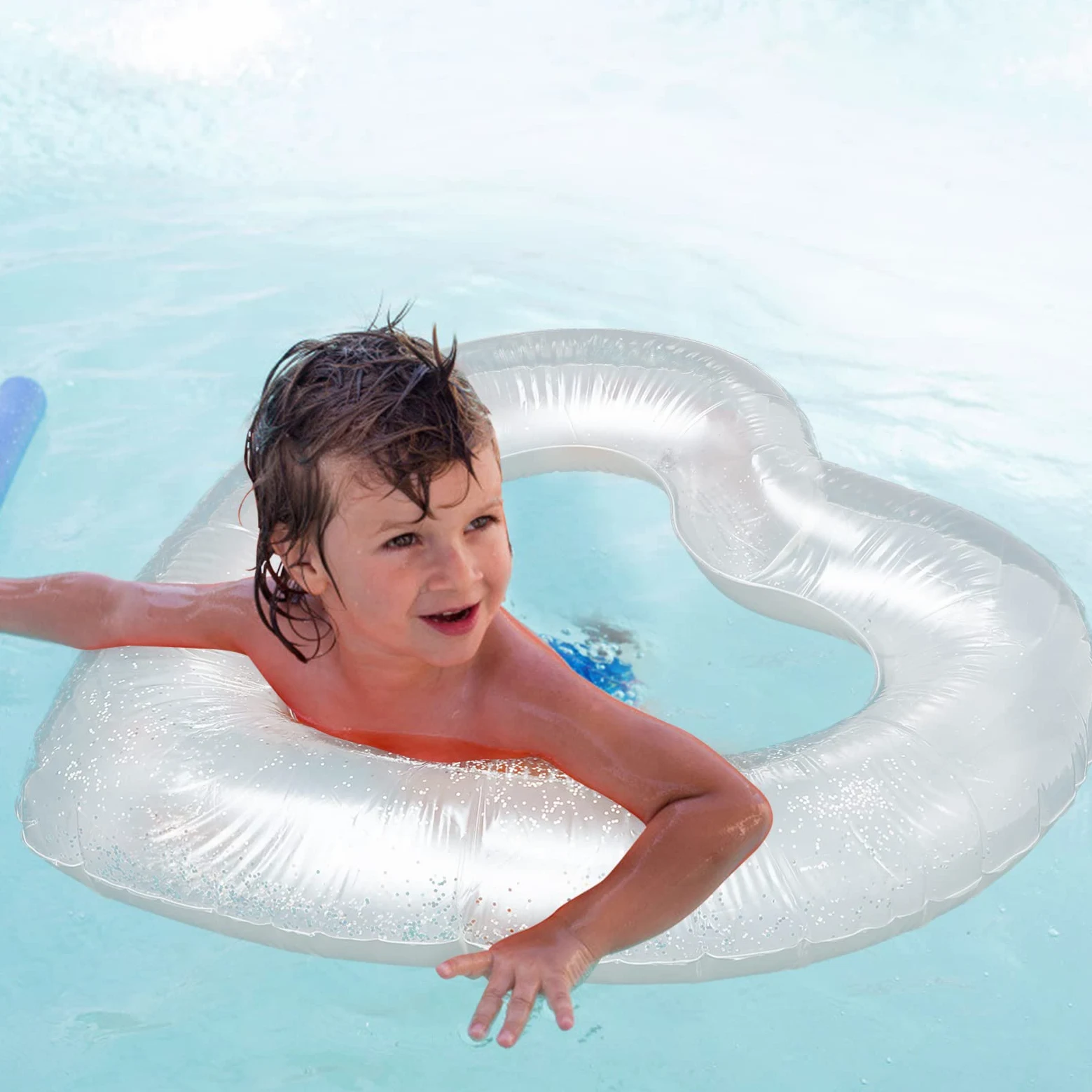 TOYANDONA Anillo de natación en Forma de corazón Anillos de Piscina inflables balsa Flota hinchables Pool Party Juguete de Piscina de Verano Anillo de natación Inflable de polivinilo