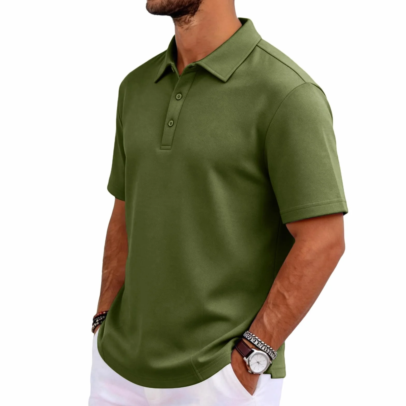 MOKBAY Polo Hombre Manga Corta Slim Fit Camisetas Transpirable Verano Elásticas