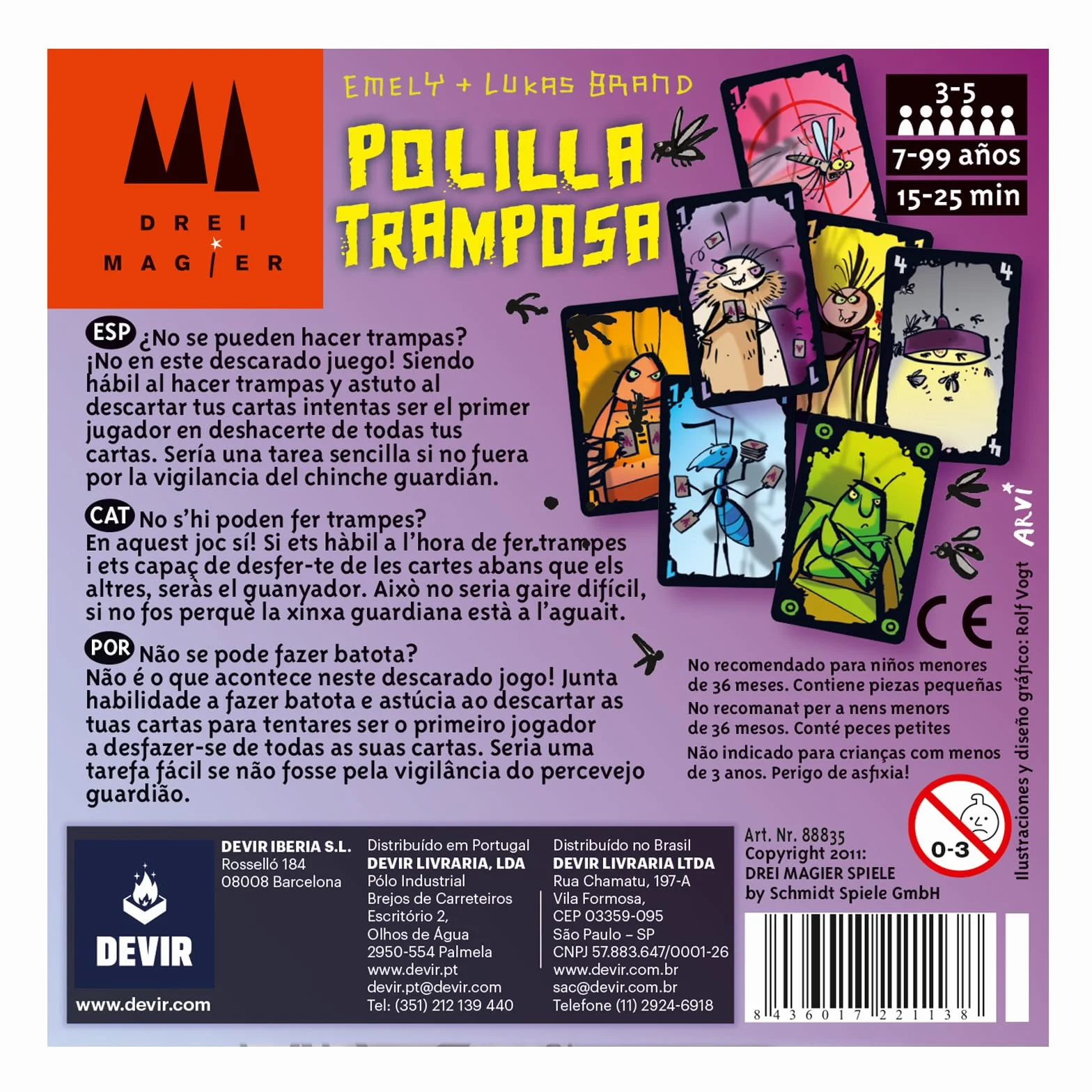 Devir - Polilla Tramposa Original, Juego de Cartas, Juego de mesa para Niños, Party Game, Juego Rápido para Todas las Edades y Fiestas (BGPOLI)