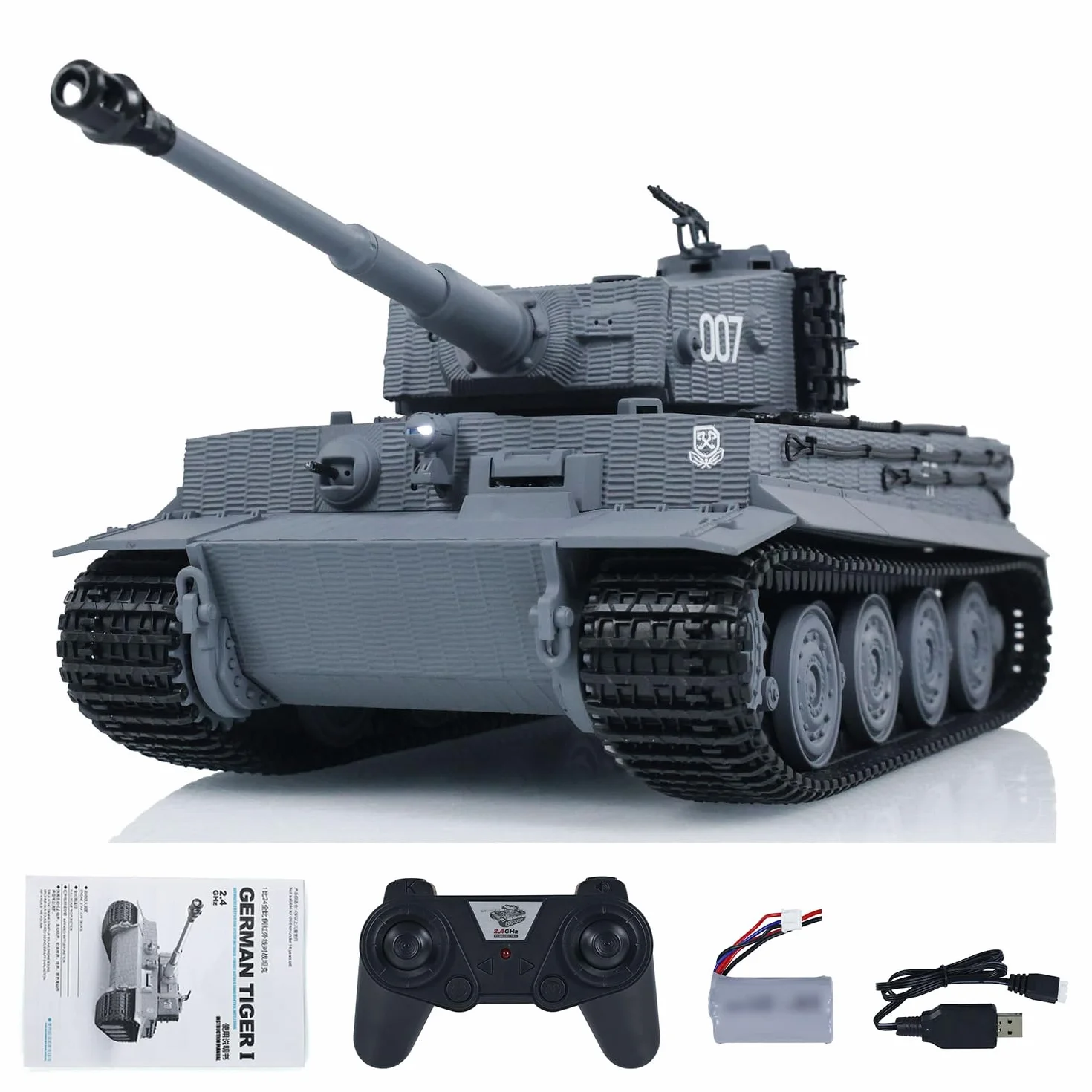 TOUCAN RC HOBBY Tanque de batalla RC 1/24 Taigen Tiger I con control remoto infrarrojo de combate militar