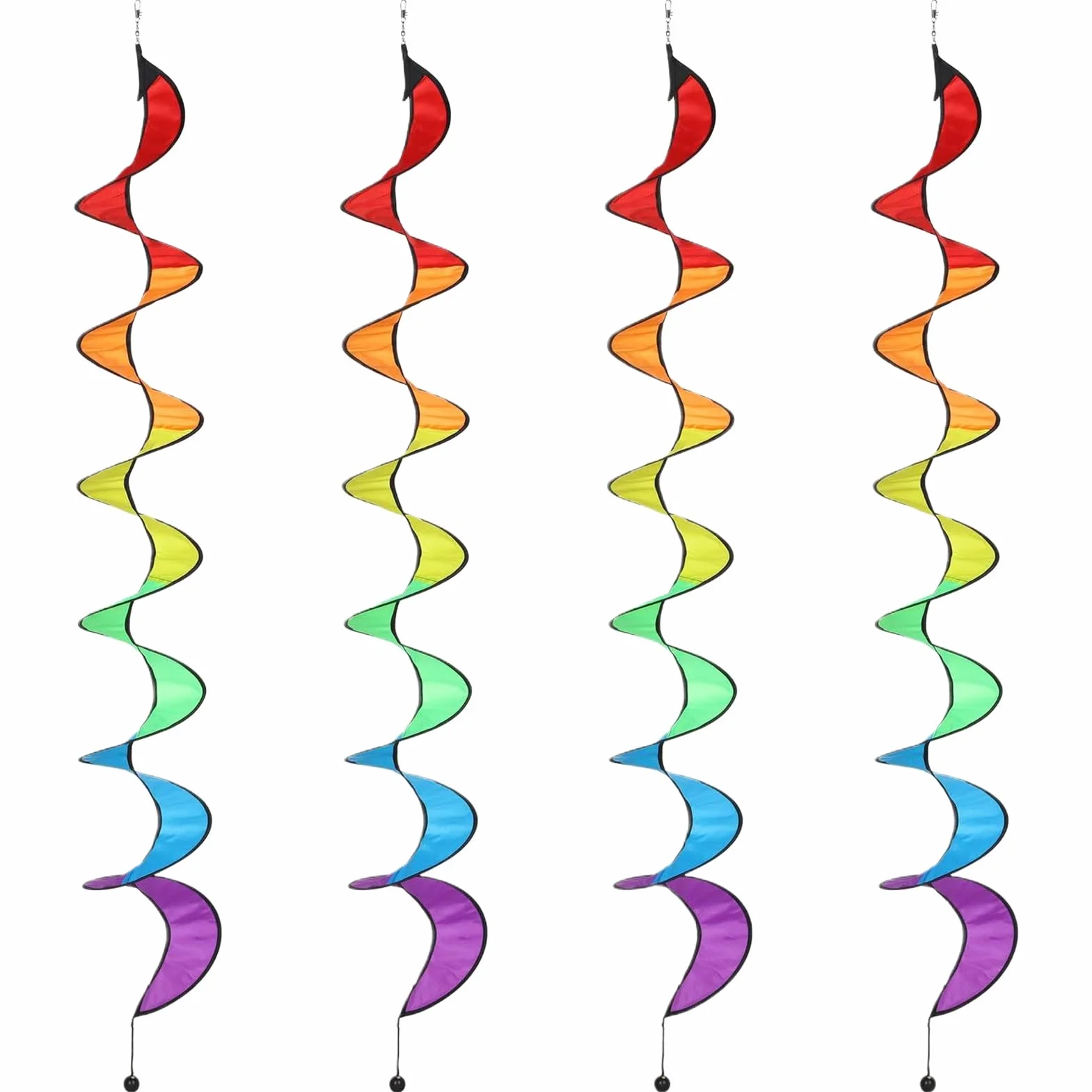 Molinillo de Viento Espiral | 4 Piezas Decoración de Jardín Molinete Arcoíris de Viento | Molinillo Espiral Colgable,para Terraza Porche Balcón Camping Bodas