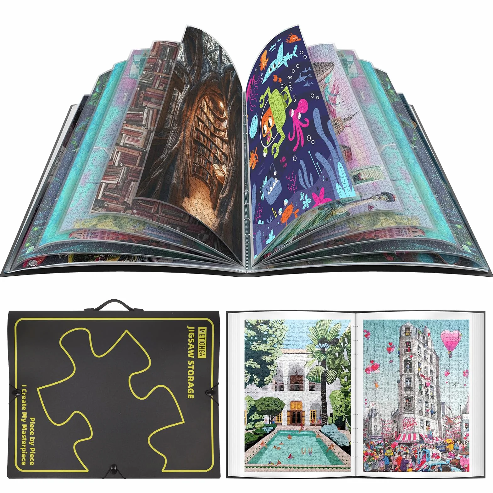 Carpeta de Almacenamiento de Rompecabezas para 1000 Piezas, Organizador de Rompecabezas de Gran Capacidad portátil, Guarda Puzzle con 25 Bolsillos, Accesorios Puzzle